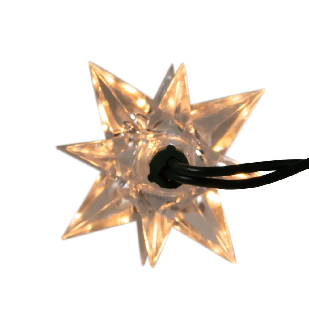 Kurt Adler 10-Light Diamond Star Light Set, Green/Clear