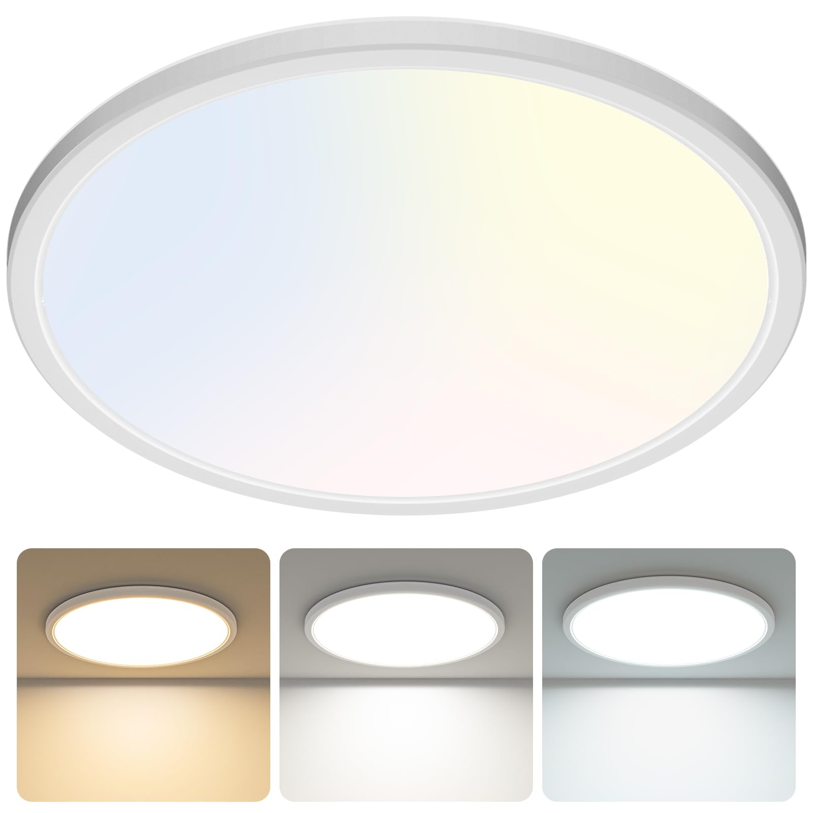 Libtit 23 Inch Led Flush Mount Ceiling Light Fixtures,5600Lm 56W 3 Color 3000K 4500K 6000K Selectable, Low Profile Thin Surface 