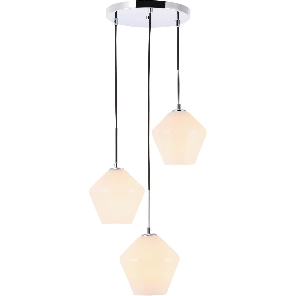 Living District 3-Light Modern Chrome Pendant - Elegant White Glass Ceiling Light Fixture