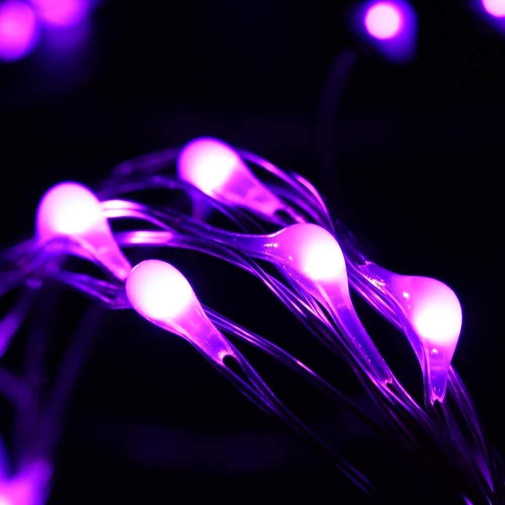 NiniTe LIGHTS 24 Pack Battery Operated Fairy Lights, 6.6ft, 20 LED, Copper Wire, Purple, Model 20cell-24p, for Wedding Party Decor