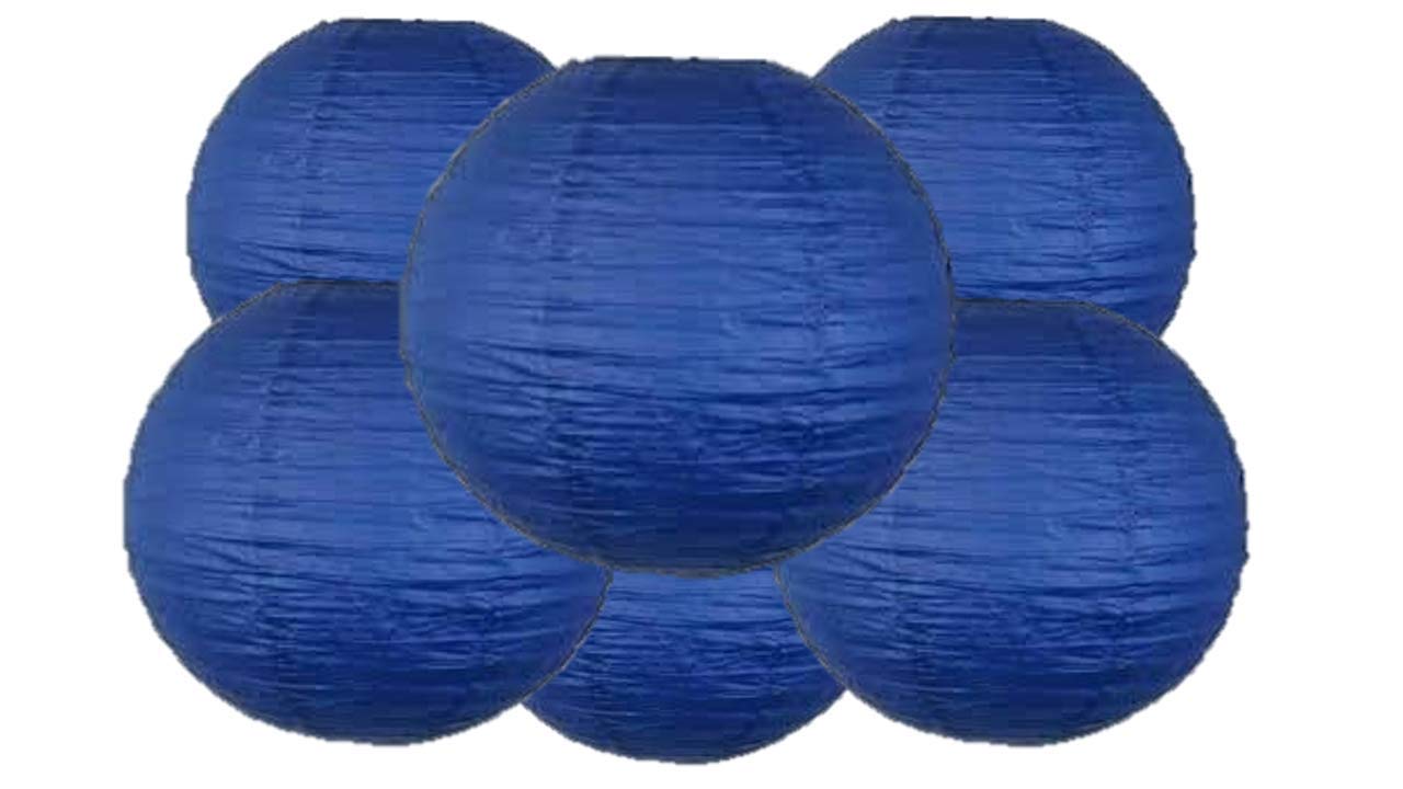 Pack Of 6 Round Paper Lanterns Lamp Wedding Birthday Party Decoration (Royal Blue, 10''/25CM)