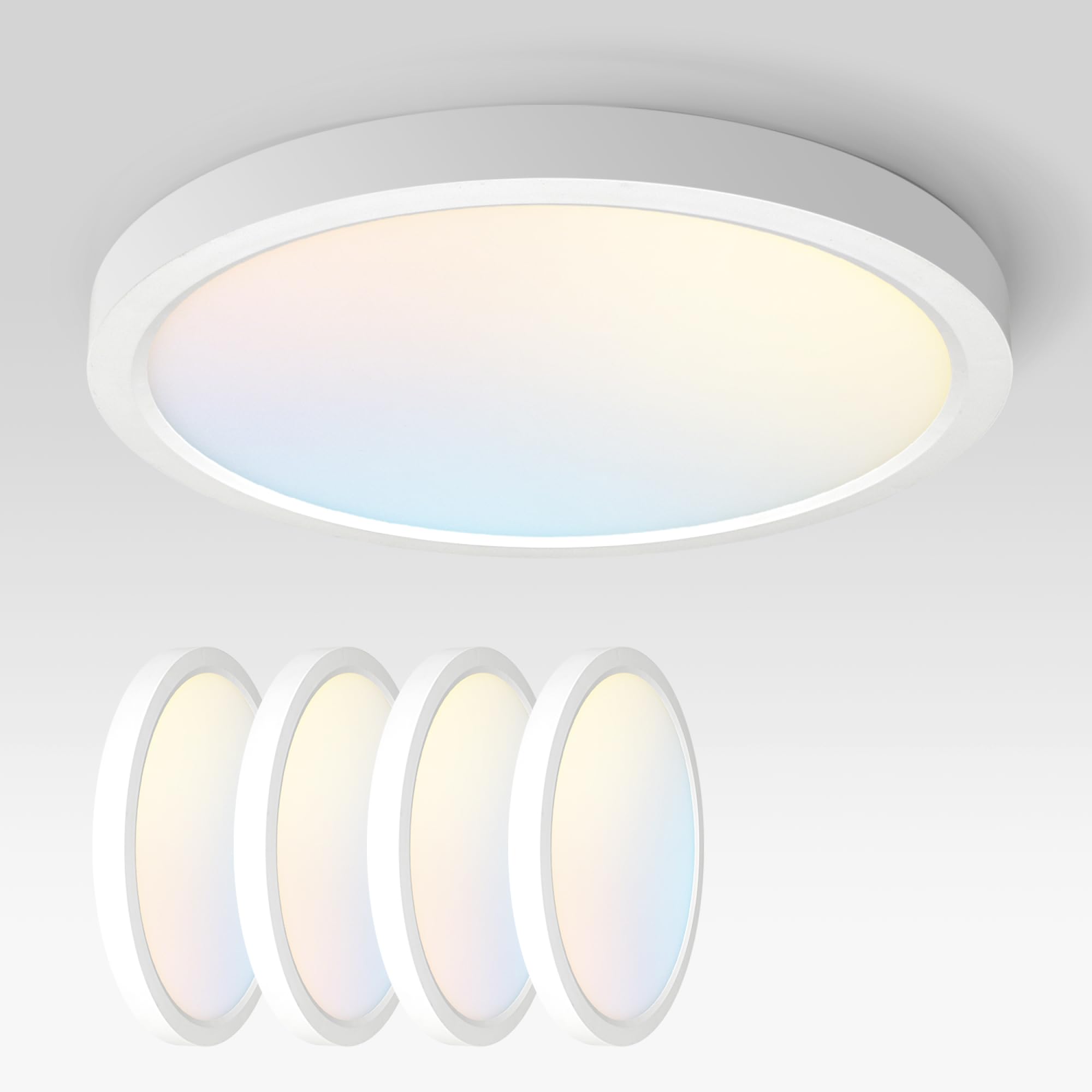 ASD LED Ceiling Light Fixture 18in Round 32W 2600LM Dimmable White 4 Pack