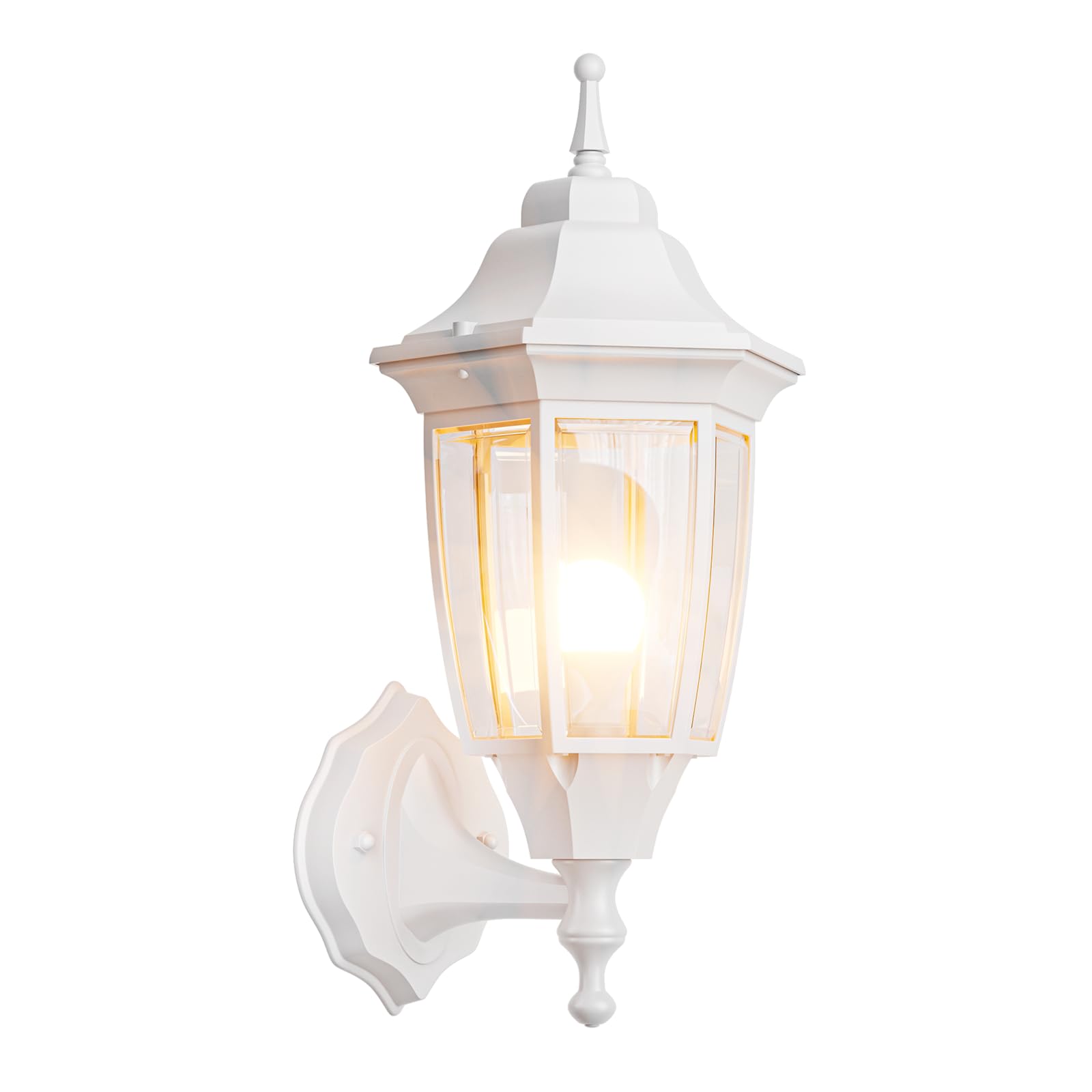EMART Outdoor Front Porch Light  Exterior Anti-Corrosion  Waterproof Aluminum & Glass Shades Wall Lamp Fixture  Modern Sconce Lantern for Outside  House  Garage - 1 Pack  White (Bulb Included)