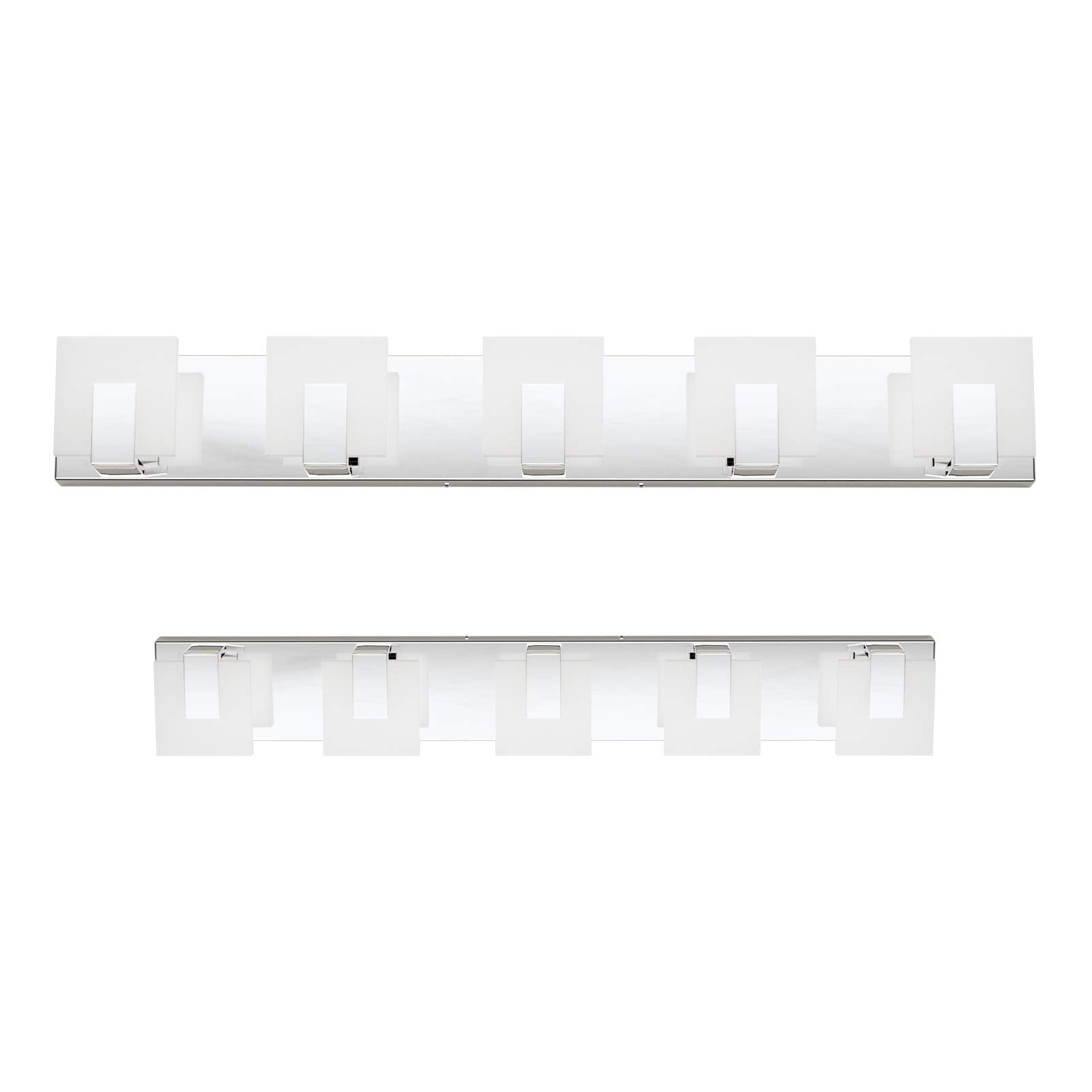 Aipsun Dimmable 5 Lights LED Bathroom Vanity Light Fixture - Chrome Stainless Steel, Model Ca-1105-5T-D, Over Mirror Lighting