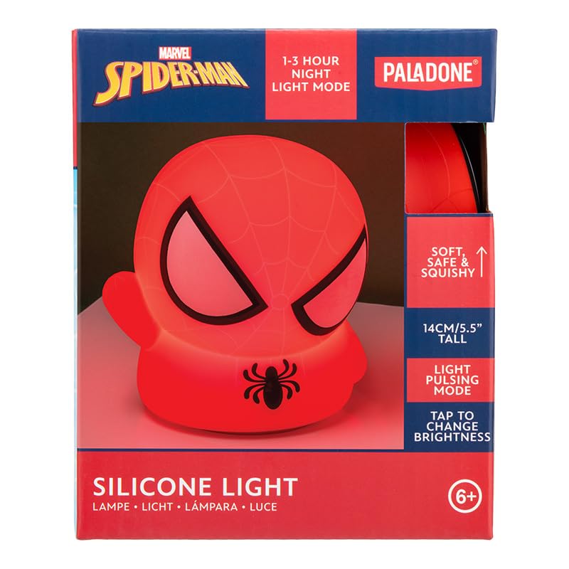 Paladone Spiderman Squishy Lamp - Official Disney Desk Light, Multicolor, One Size, Model 13692, Perfect for Gaming Room and Bedroom Decor