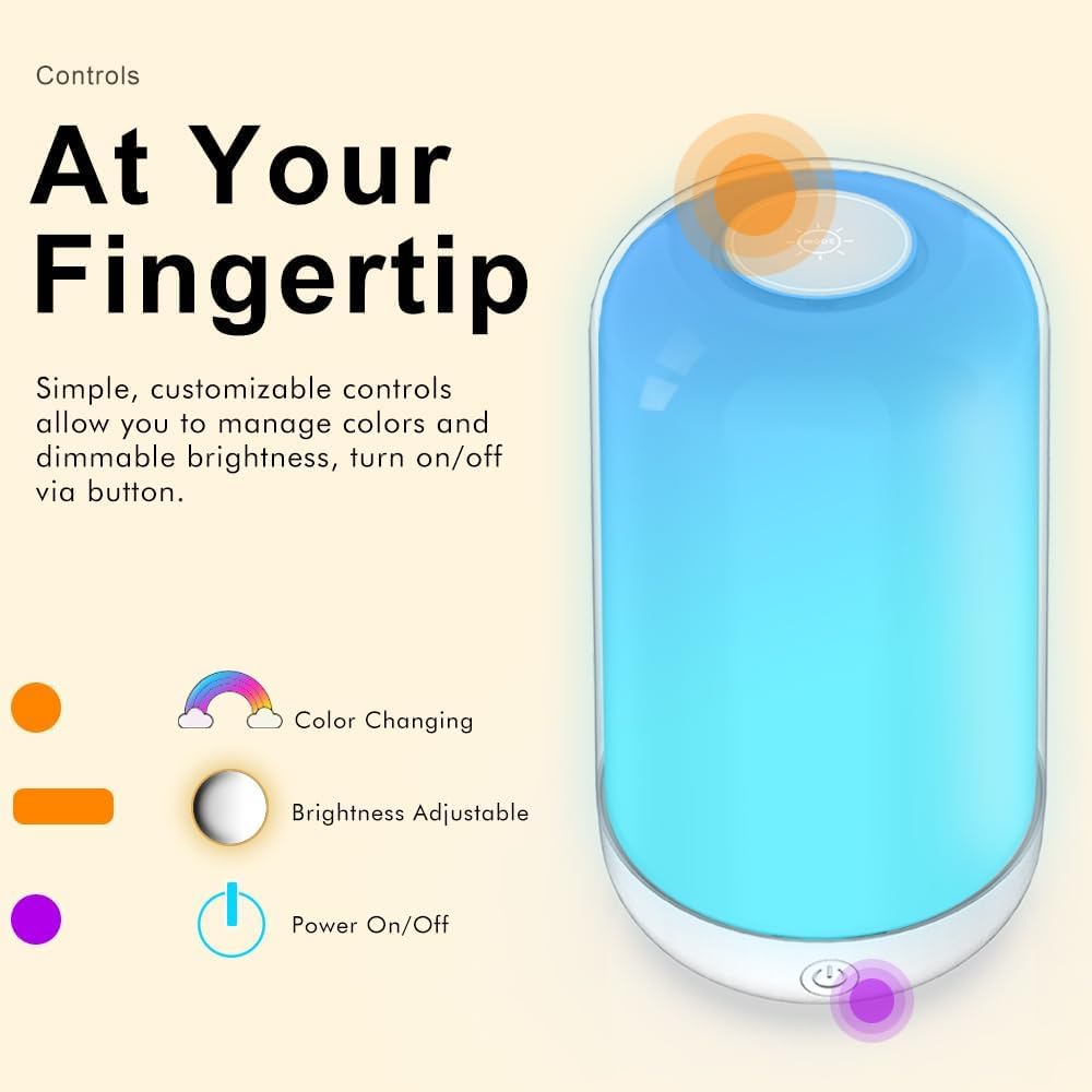 Yhw Smart Touch Rgb Table Lamp, Dimmable Rechargeable Led Nightstand Lamp For Bedroom & Nursery