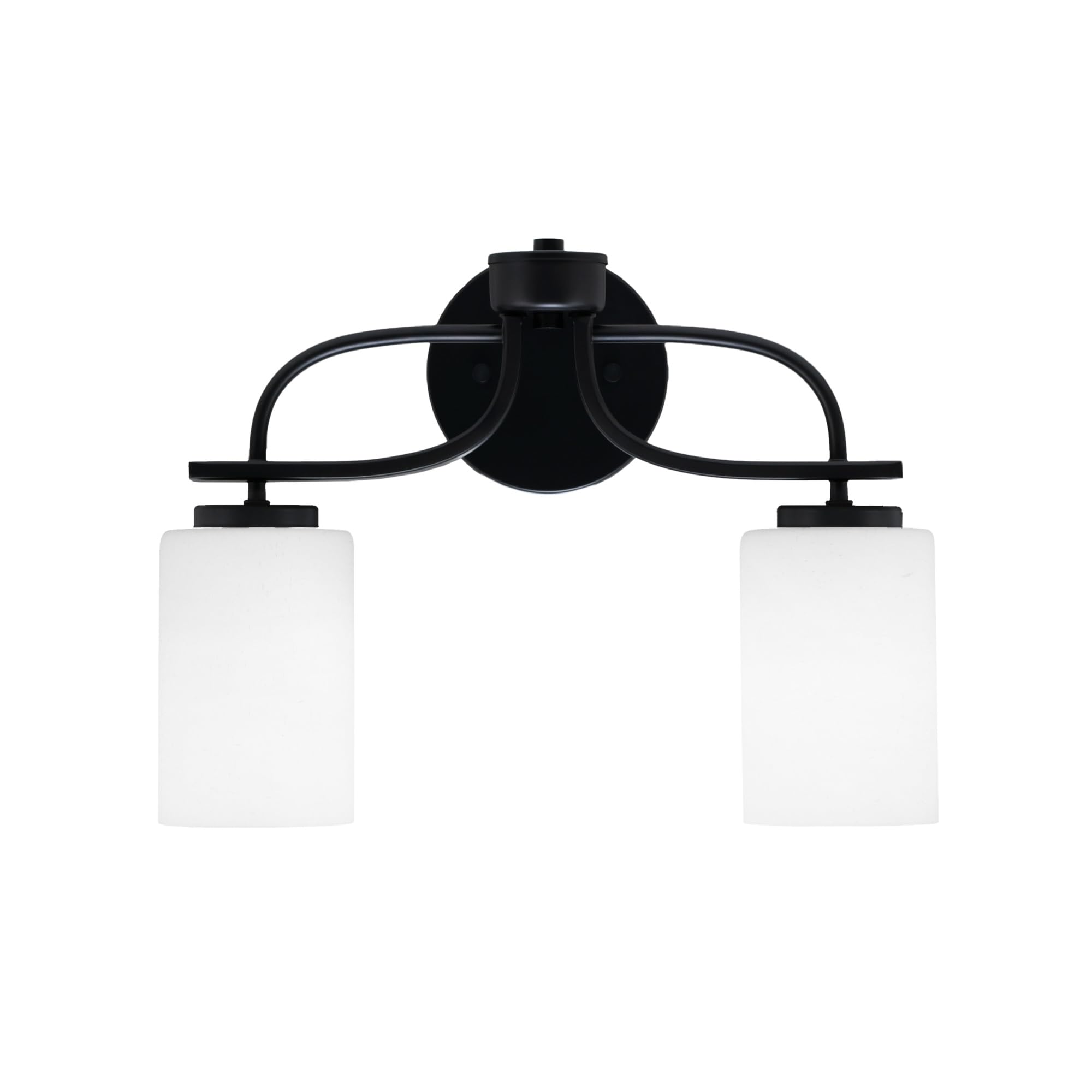 Cavella 2 Light Bath Bar In Matte Black Finish With 4" White Muslin Glass