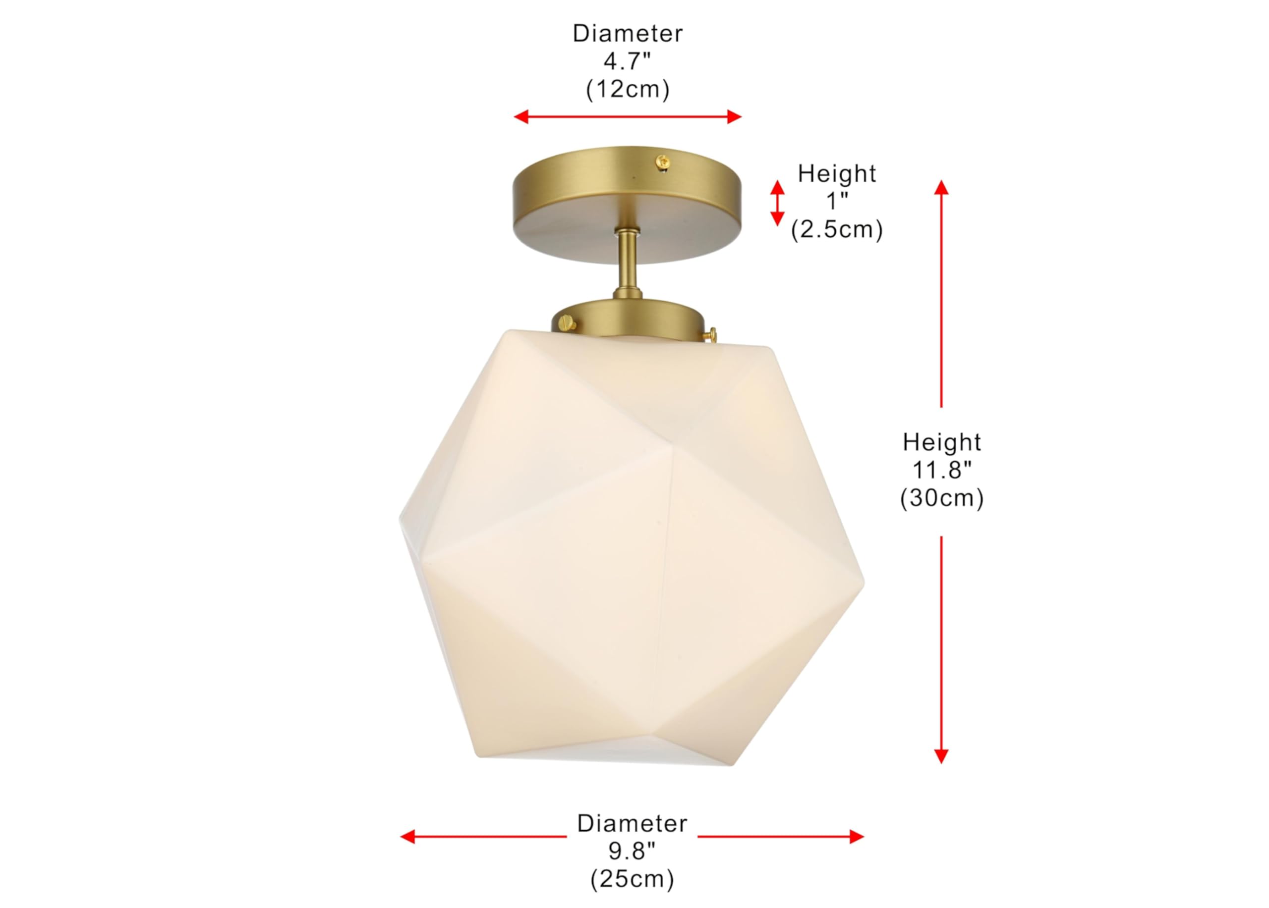 Living District Lawrence 1-Light Mid-Century Metal Flush Mount in Chrome/White