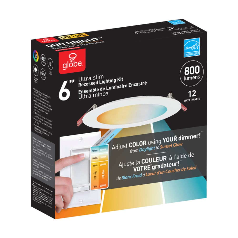 Globe Electric 91416 Duobright Recessed Light, 6", White