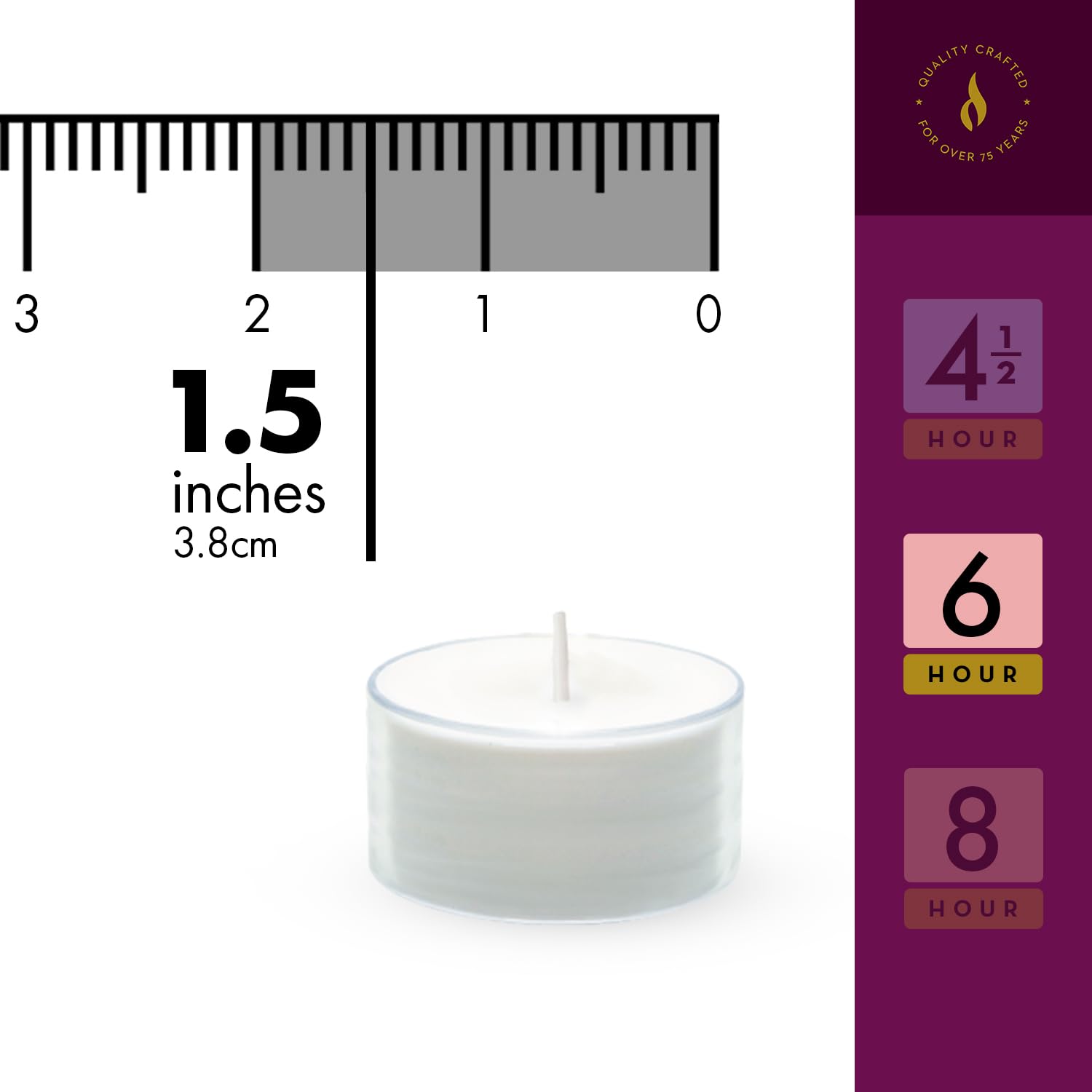 Lerner Tealight Candles, 50 Count, Long-Burning, Unscented, White, Model L00183, Non-Toxic, Smokeless, Soot-Free