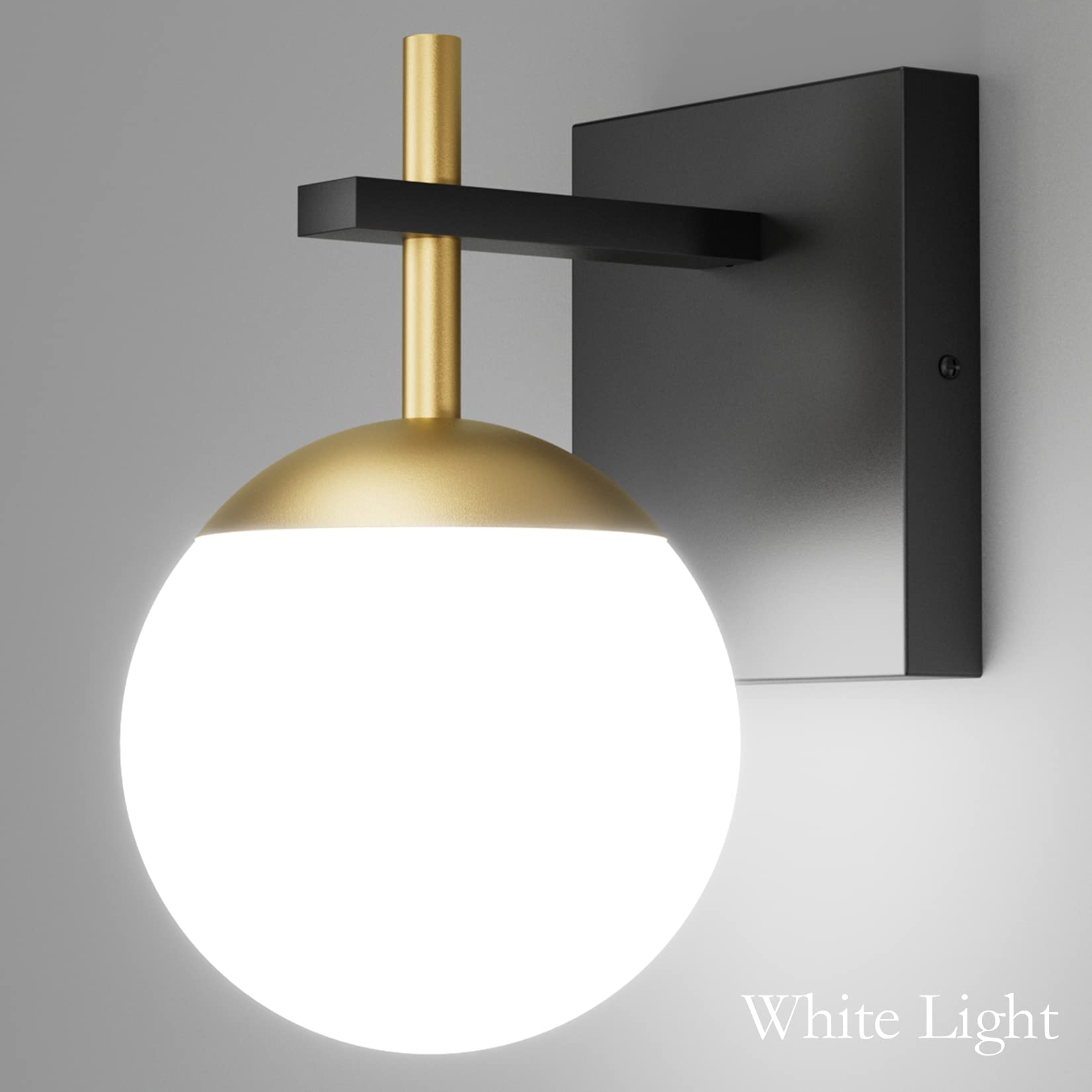 Ralbay Black Gold Wall Sconce - Mid Century Modern Indoor Lighting Fixture For Home Decor