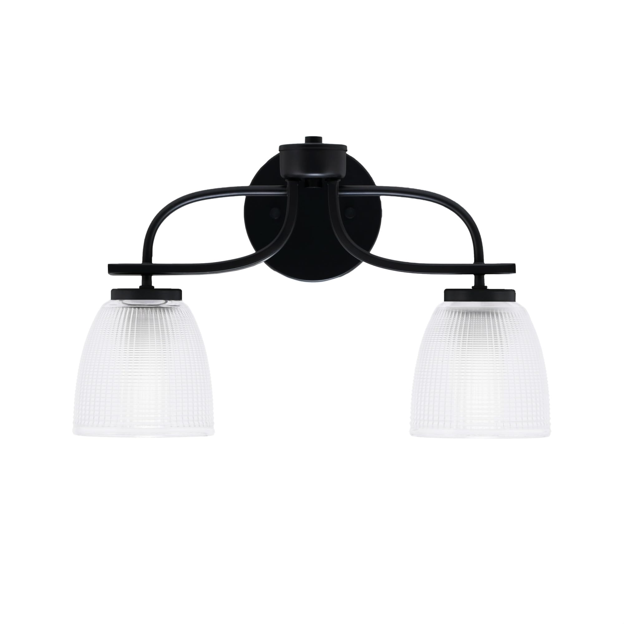Cavella 2 Light Bath Bar In Matte Black Finish With 5" Clear Ribbed Glass