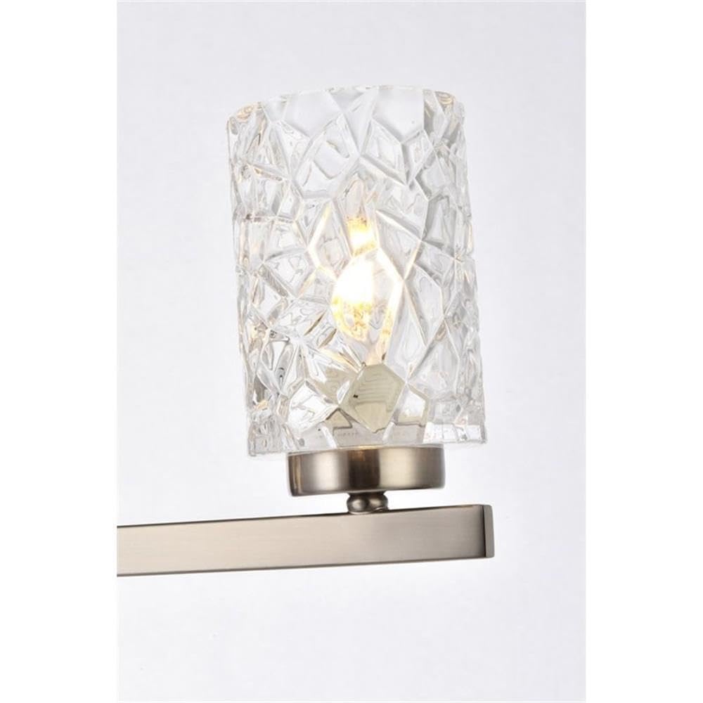 Living District Indoor Modern Home Decorative Bright Ceiling Cassie 3 Lights Bath Sconce in Satin Nickel with Clear Shade