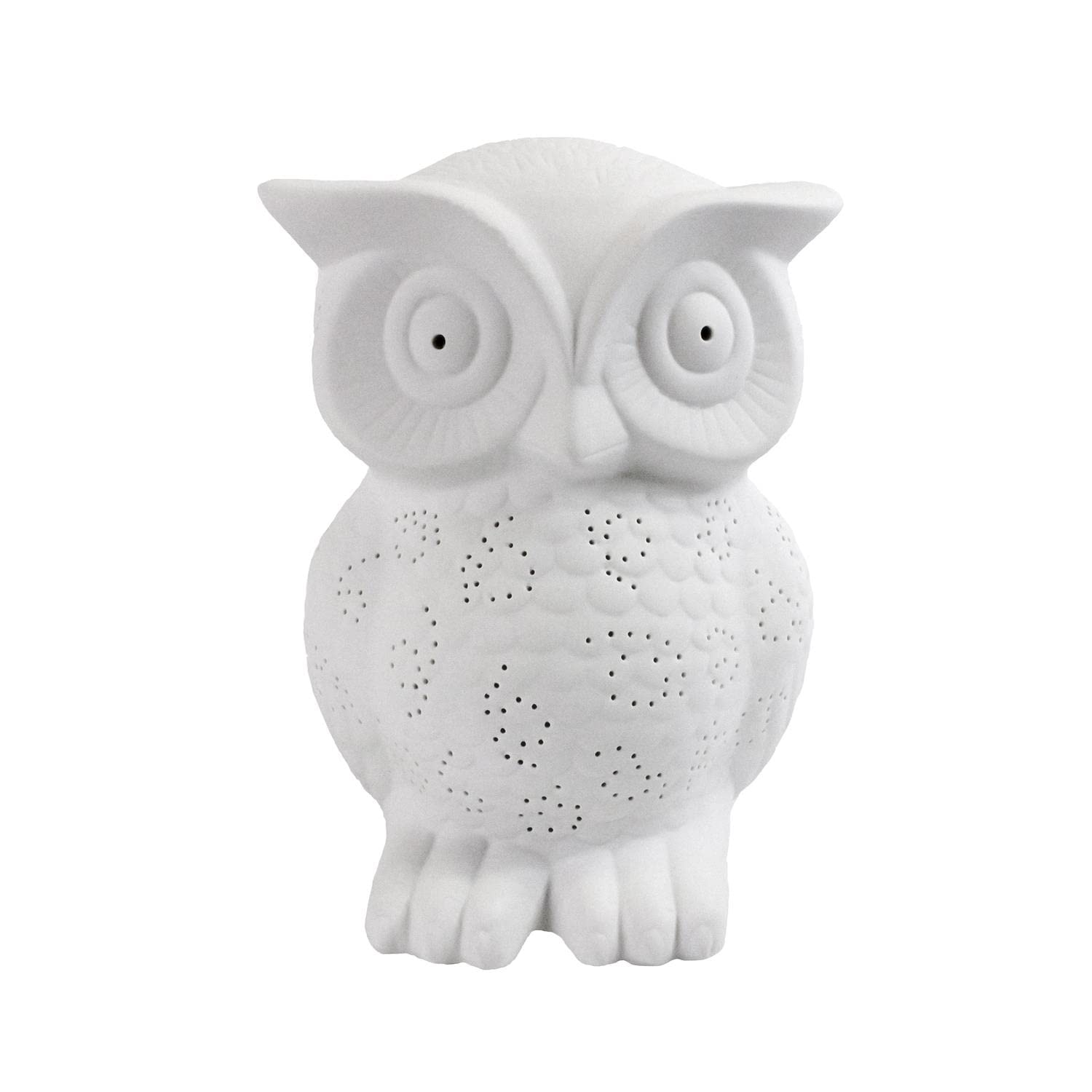 Simple Designs Lt3027-Wht Porcelain Fun Shaped Wise Owl Table Lamp, White