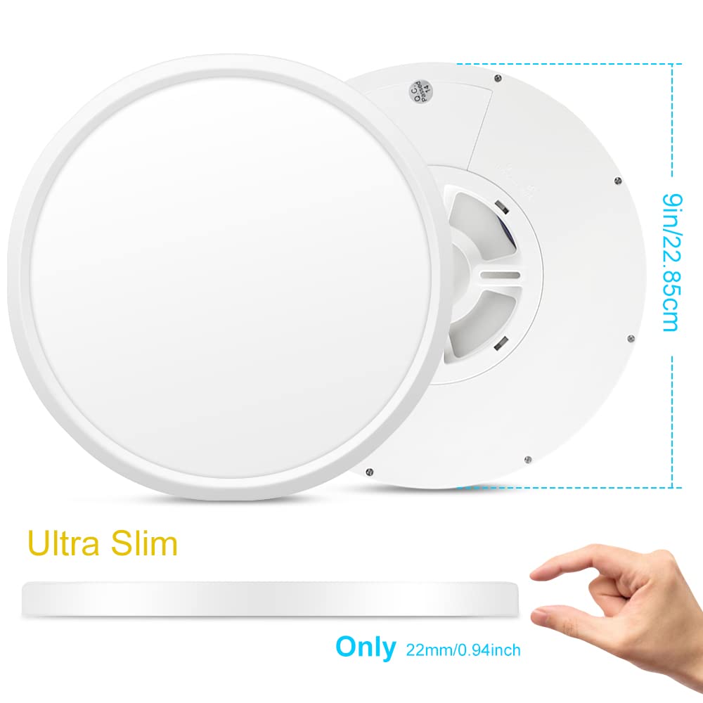 Lightingwill 8.9 Inch Led Flush Mount Ceiling Light Fixture, 2800K Warm White, 1800Lm, 18W, Flat Modern Round Lighting Fixture,