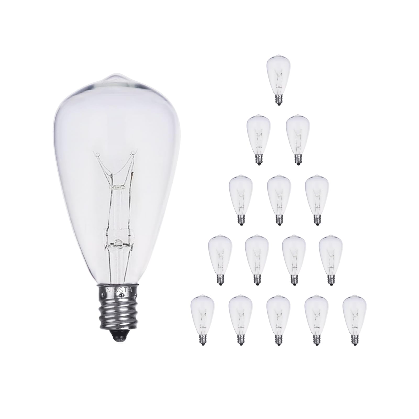 Chyparty 15 Pack St38 Replacement Bulbs, 5W Incandescent Warm White E12 Candelabra Base, Cost-Effective Clear Glass Waterproof R