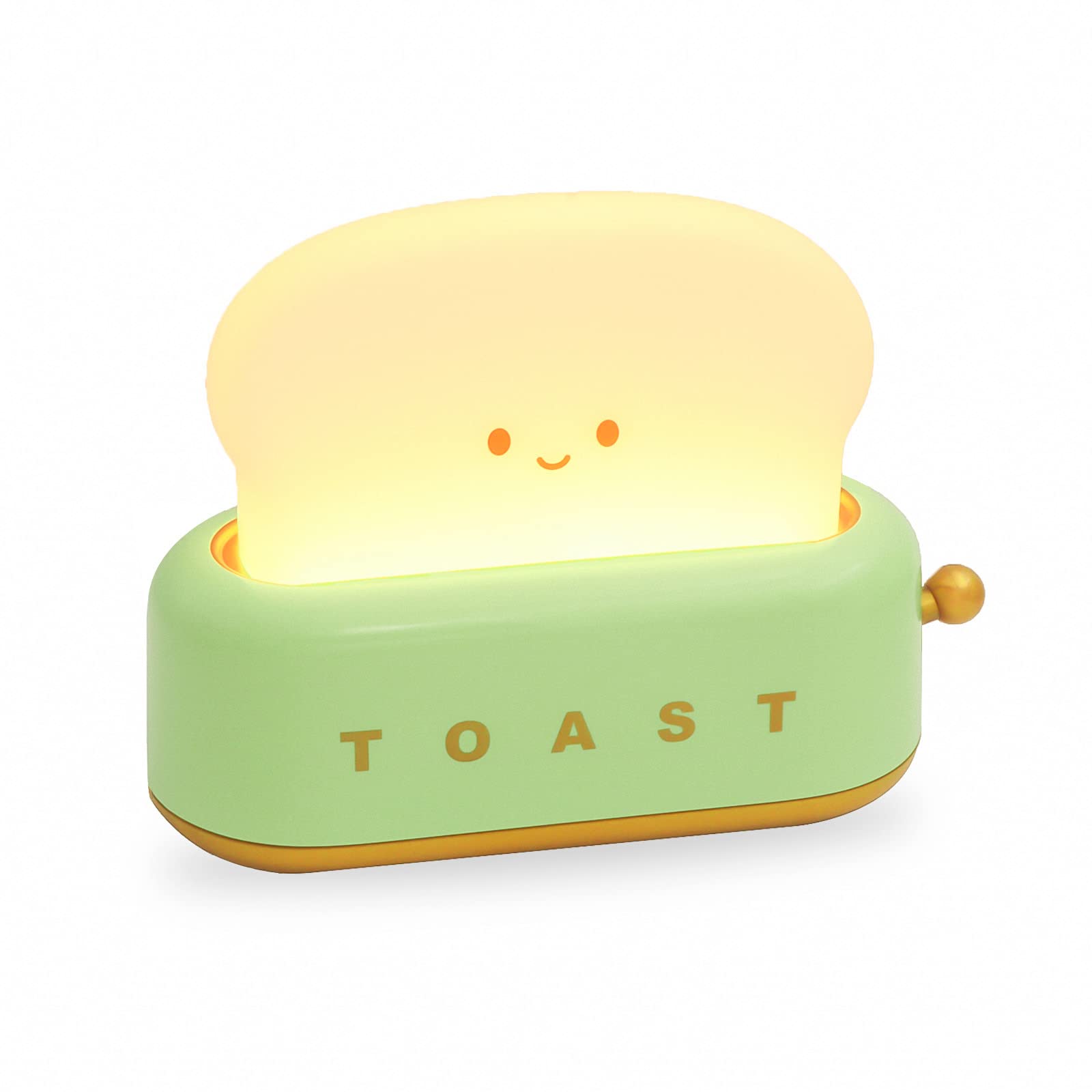 Cute Toast Lamp,Smile Face Night Light, Led Dimmable Bread Light,Rechargeable Desk Decor Lamp With Timer,Sleep Lamp For Bedroom Bedside Decorations,Aesthetic Gifts For Teen Girls (Green)