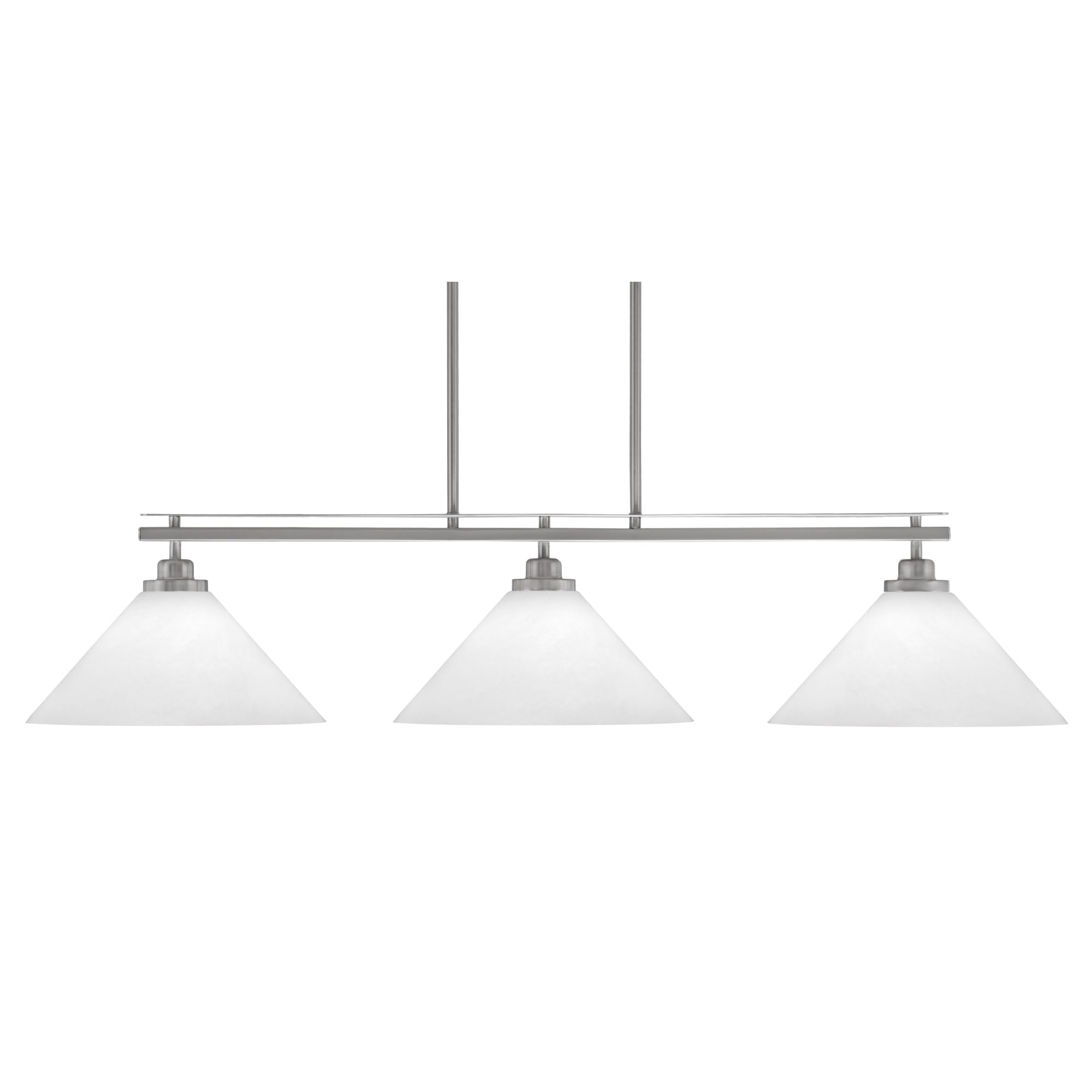 Toltec Lighting Odyssey 3 Light Island Light, Brushed Nickel Finish, 12in White Marble Glass