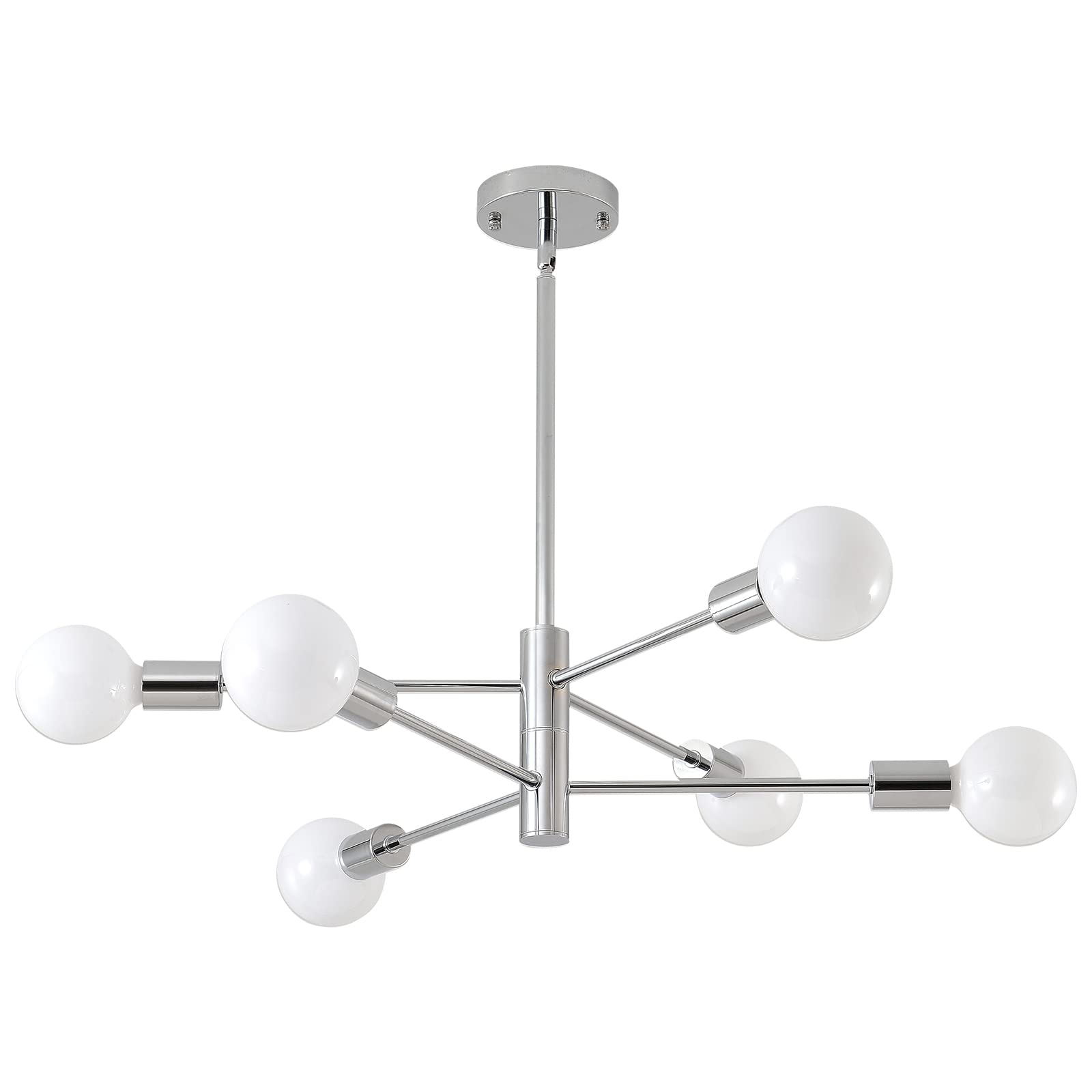 Hhr 6-Light Chrome Sputnik Chandelier - Adjustable Industrial Ceiling Light For Home Decor