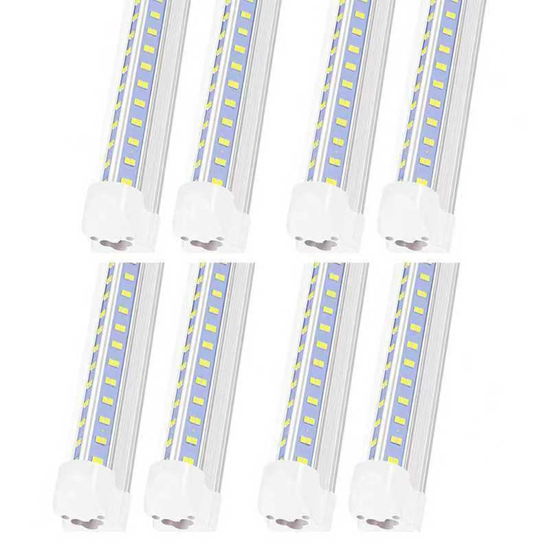 AQIQUUT LED Shop Lights, 4FT 50W V-Shape, 6500K Clear White, Linkable, 8-Pack