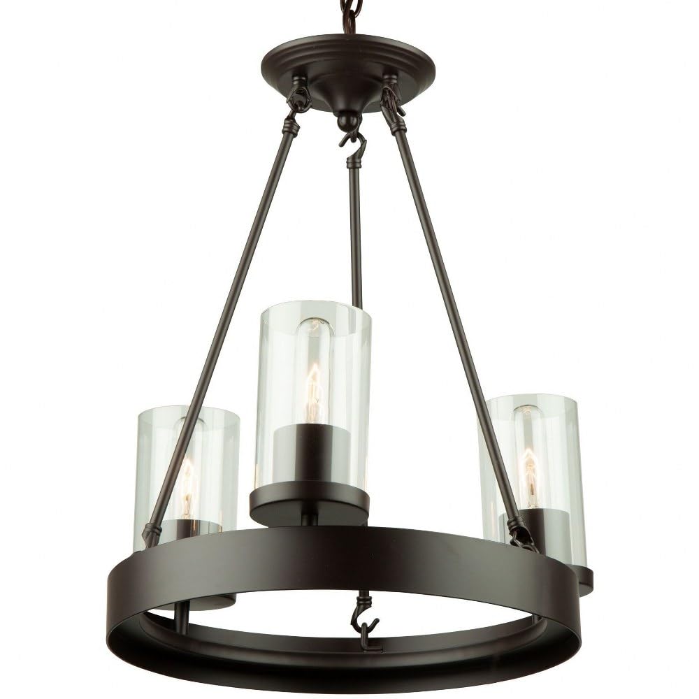 Art Craft Lighting Menlo Park 3-Light Mini Chandelier, Metal, Dark Chocolate, 15.25X36.75X12.00, Ideal For Elegant Home Decor