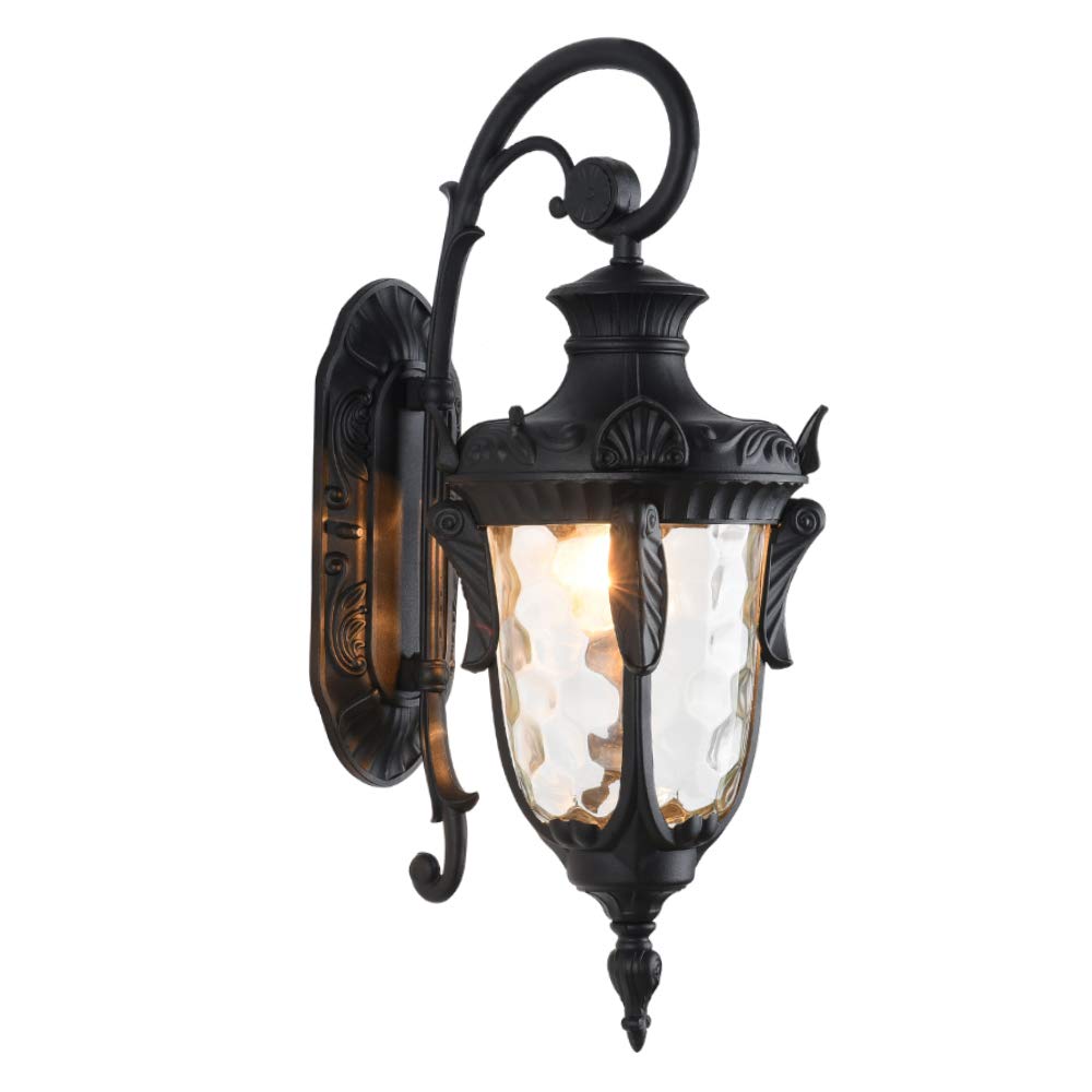 Lonedruid Black Outdoor Wall Light 20.47&quot; H Waterproof Sconce With Hammered Glass Shade
