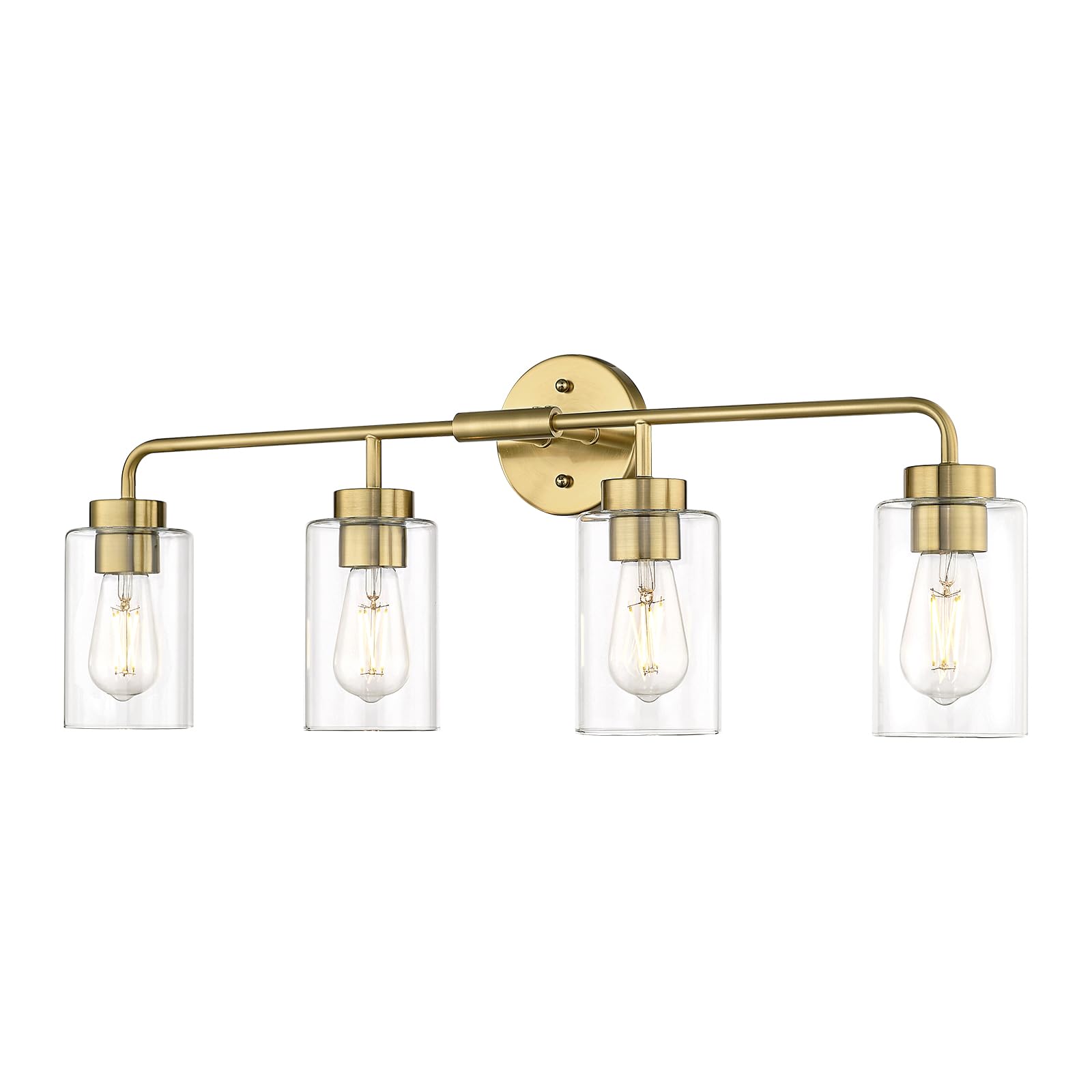Zeyu 4-Light Bathroom Light Fixtures  Gold Vanity Lights For Bathroom  31 Inch Wall Sconce Lighting  Brushed Gold Finish  Clear Glass Finish  Zs62B-4W Bg