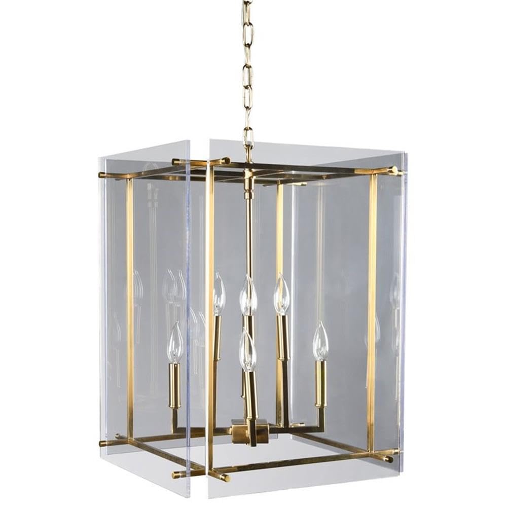 Kosas Home Lena 8-Light Iron Metal and Acrylic Geometric Chandelier in Gold