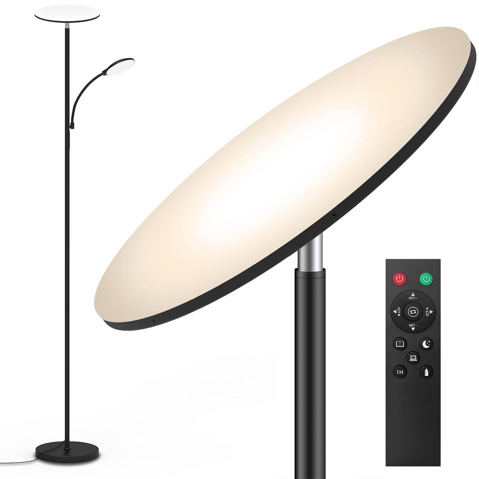 Marctronic 44W Led Floor Lamp, 4500Lm Dimmable Modern Remote Lamp For Living Room & Bedroom