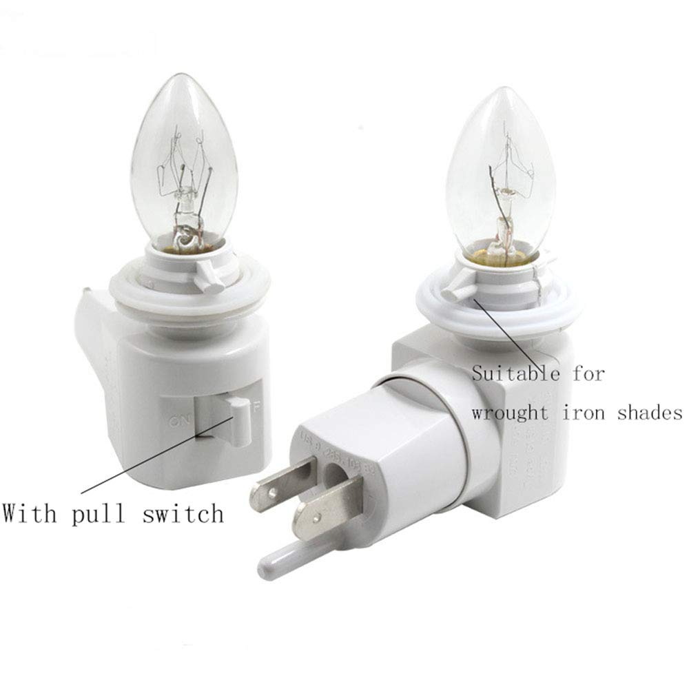 TWDRTDD Plug-in Night Light, Adjustable E12 Base Socket, On/Off Switch, White, 1-Pack, Plastic