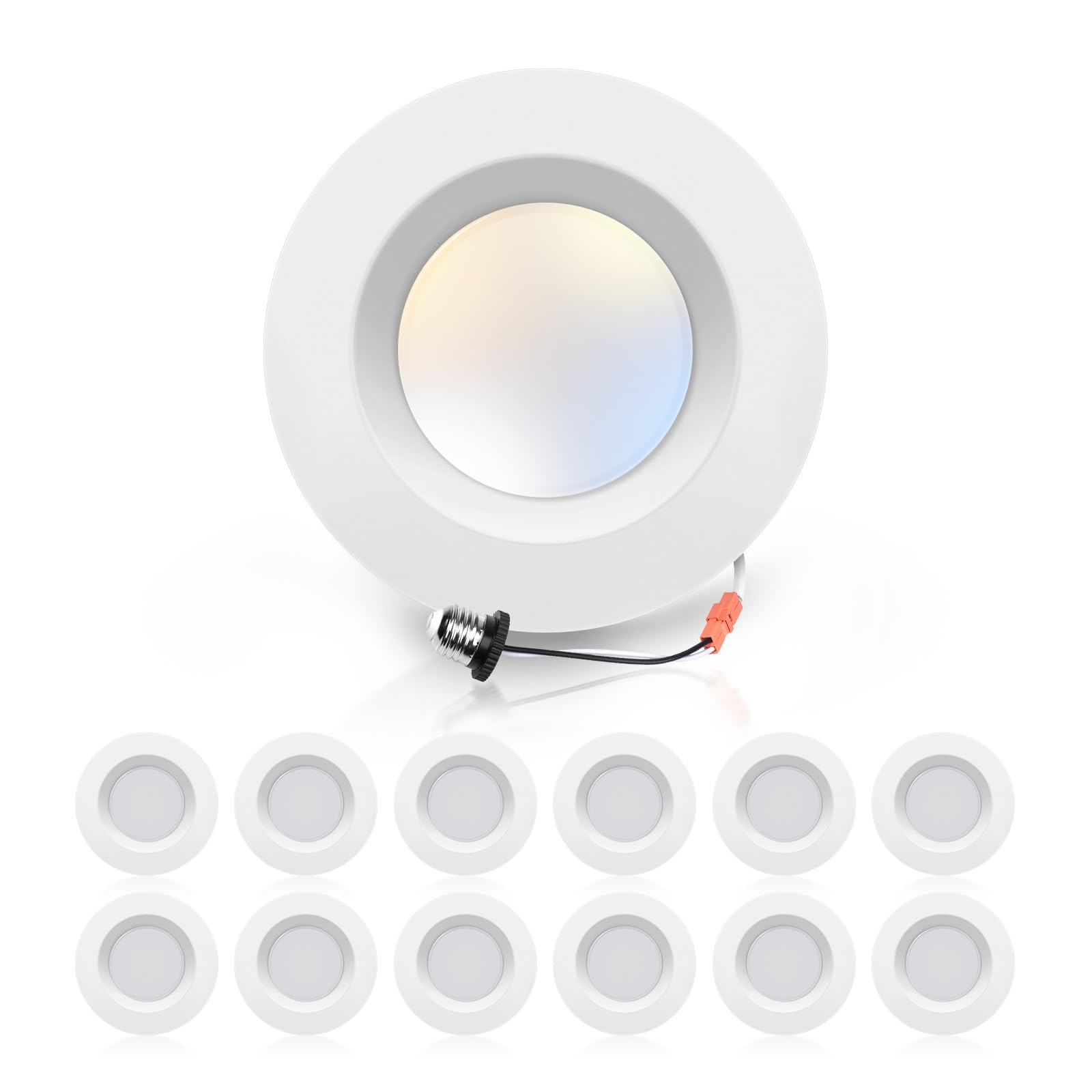 Ecoeler 12 Pack 5/6 Inch 5Cct Led Recessed Lighting, 16.5W 1200Lm Smooth Trim Retrofit Can Light, Replacement Conversion Kit, 2700K/3000K/4000K/5000K/6000K Cct Selectable, Etl & Fcc Listed