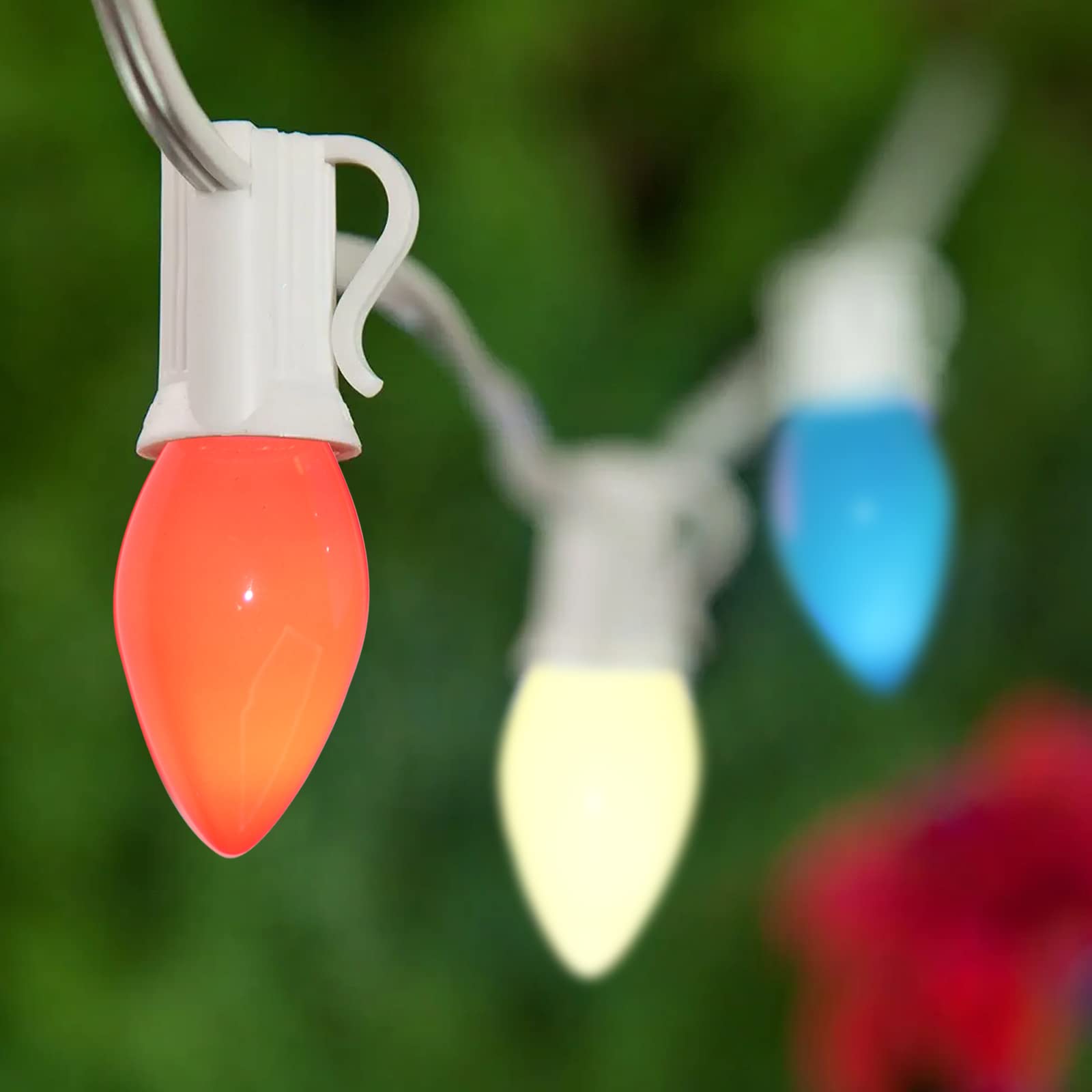 25Ft Christmas Lights Multicolor, C7 Vintage Christmas Lights With 27 Colorful Ceramic Bulbs, Hanging Outdoor Christmas Lights F
