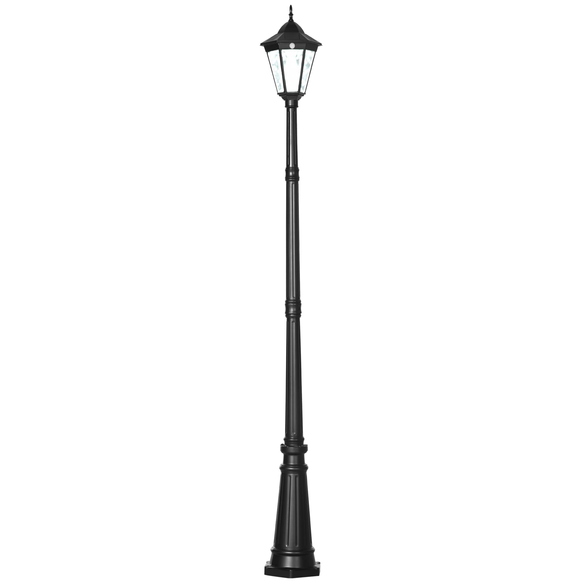 Outsunny 94.5&quot; Solar Lamp Post Light, Dusk To Dawn Vintage Style Street Light, Aluminum Solar Powdered Lamp, Pir Motion Sensor For Garden, Lawn, Pathway, Driveway, Black