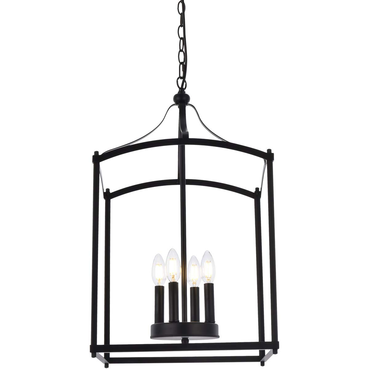 Living District Janet 4-Light Mid-Century Metal Pendant in Black