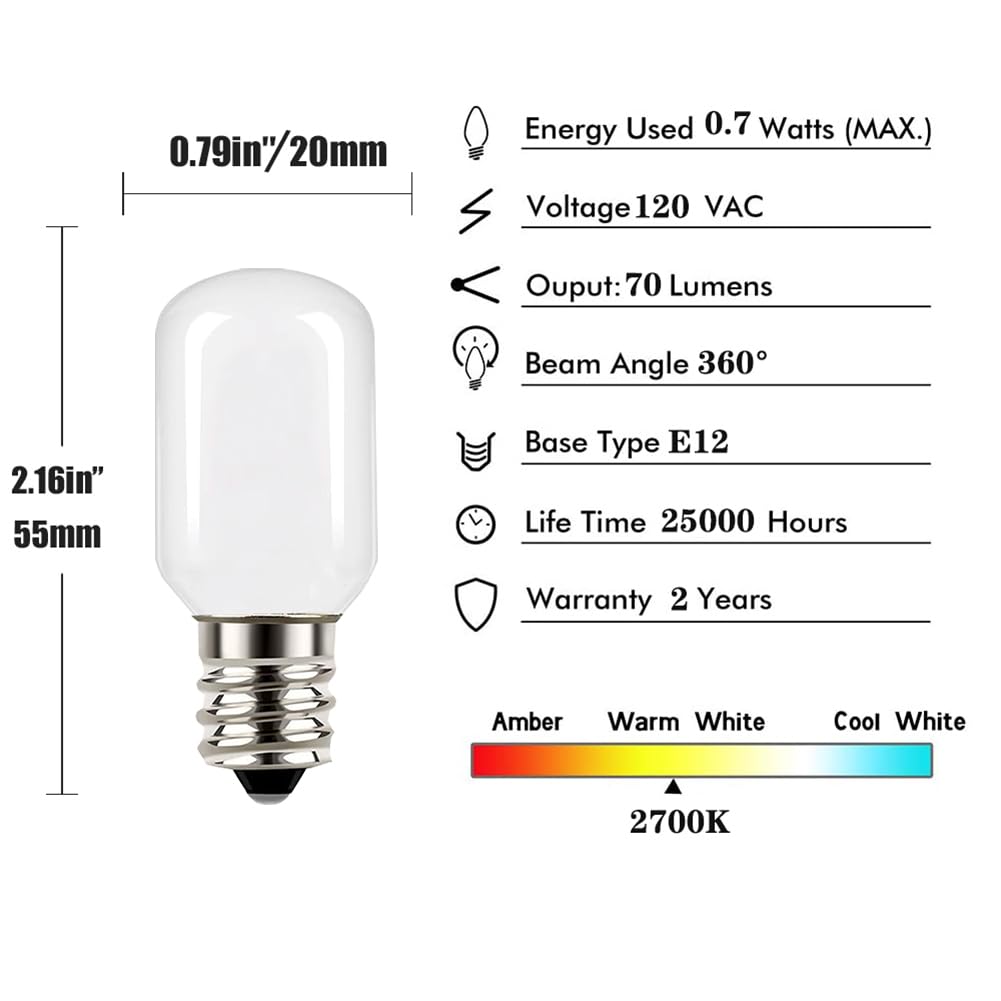 Tsunetani Led Night Light Bulb,0.7W Christmas Villages Replacement Light Bulb Equivalent To 7 Watt Incandescent,120-Volt 2700K M