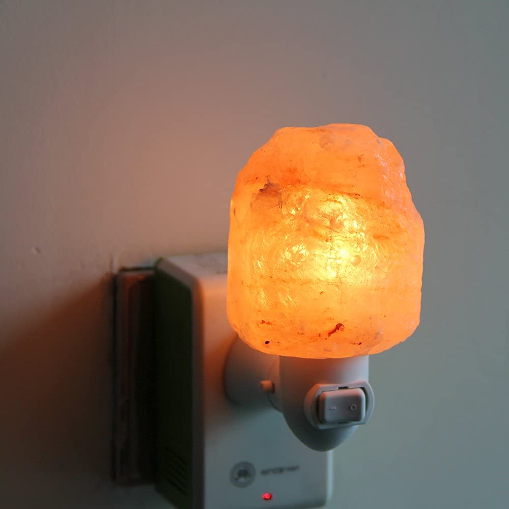 Pursalt Himalayan Salt Lamp Night Light - 360° Rotatable Wall Plug, Pink Crystal Rock, Includes 2 Bulbs, Natural-1 Pack