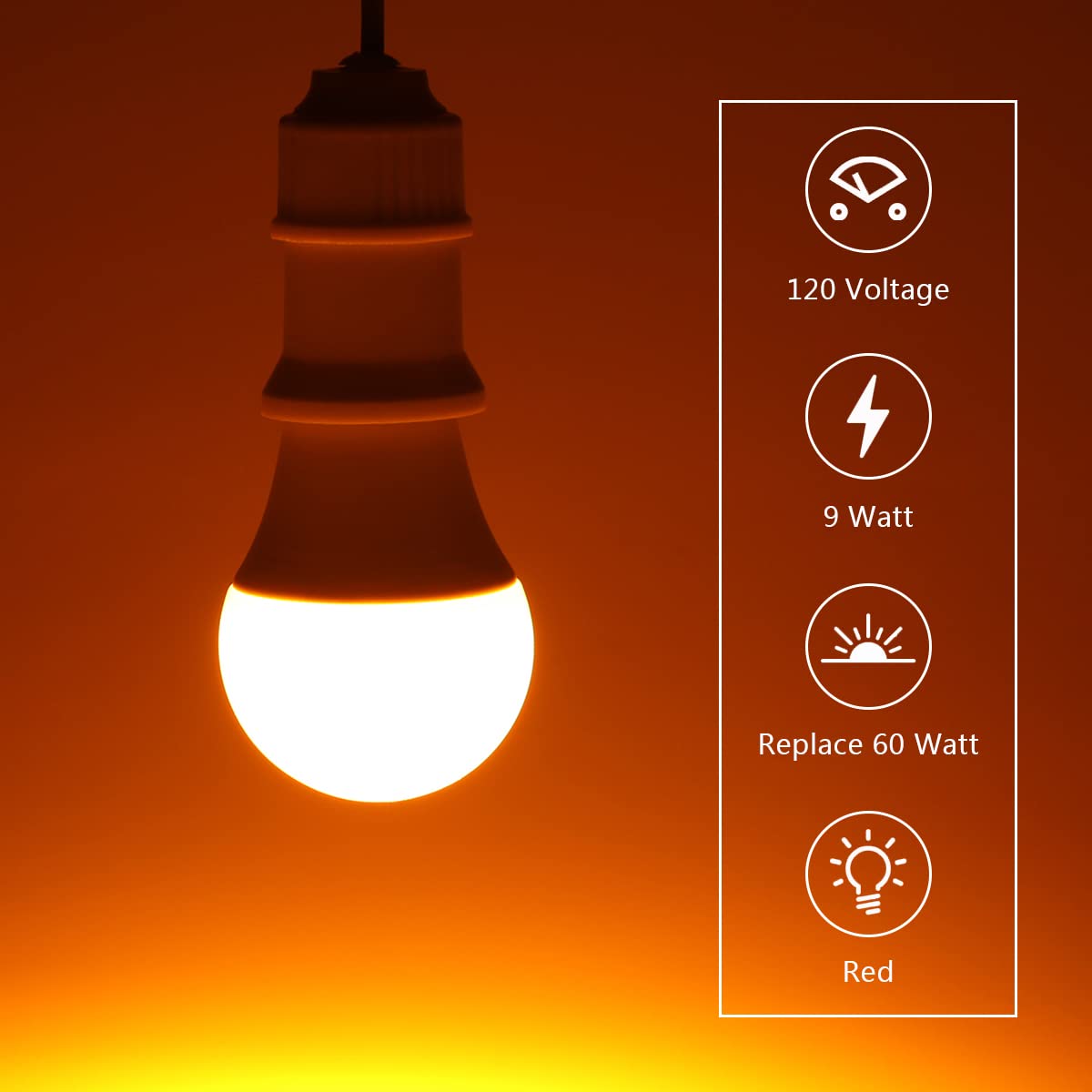 KINUR A19 Amber LED Light Bulbs 9W (60W Equivalent), Soft Warm Light, E26 Base, 1800K, 2 Pack - Ideal for Bedrooms and Nurseries