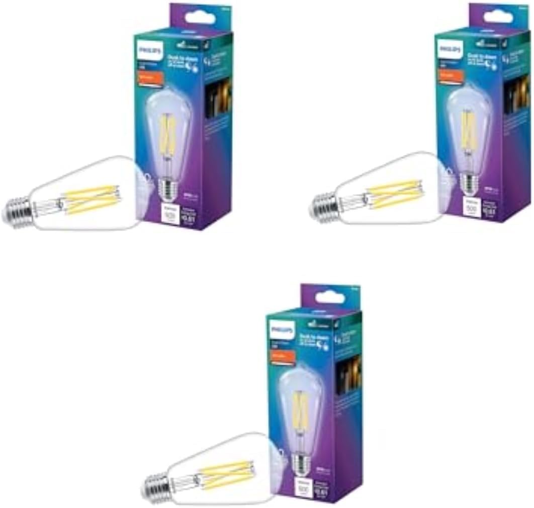 Philips Led St19 Dusk To Dawn Led Light Bulbs - Flicker Free 60W Light Bulbs With Eyecomfort Technology - Soft White Lightbulb -