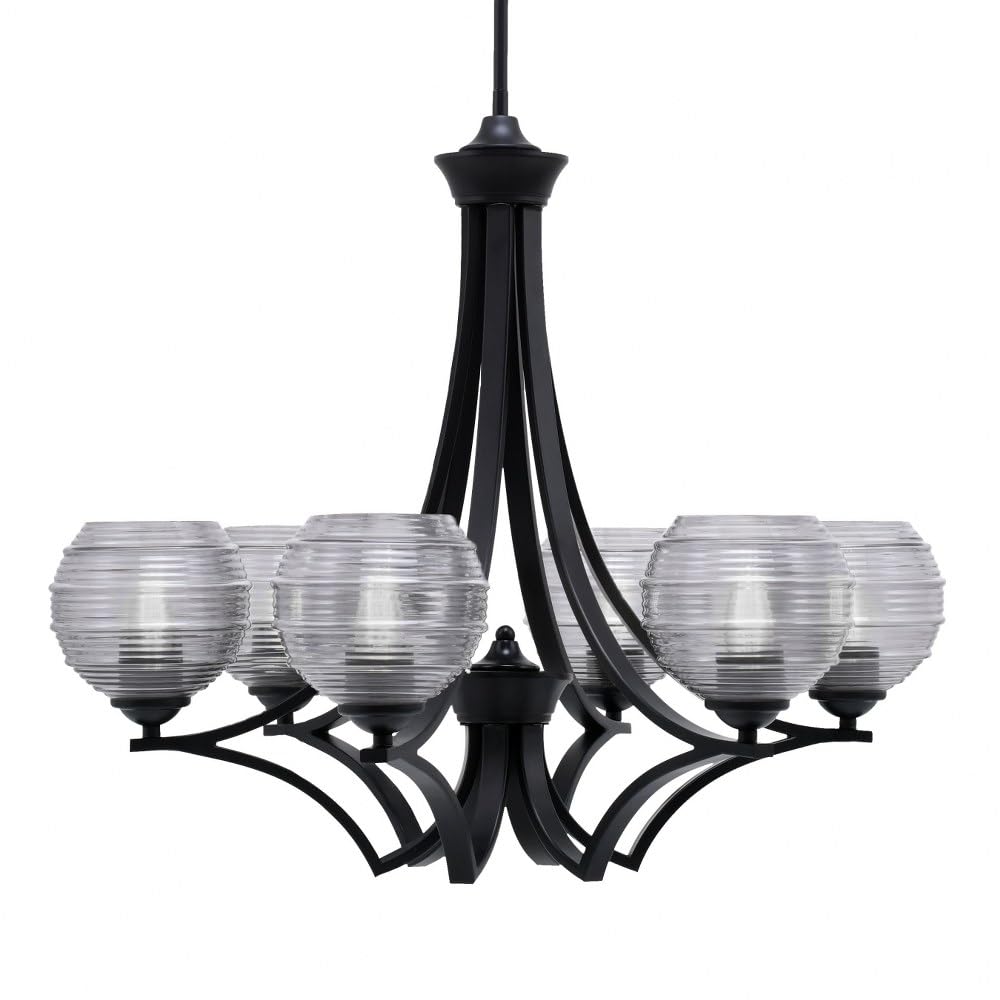 Toltec Lighting 566-Mb-5112 Zilo - 6 Light Uplight Chandelier-23 Inches Tall And 26.5 Inches Wide, Finish Color: Matte Black, Glass Color: Smoke Ribbed