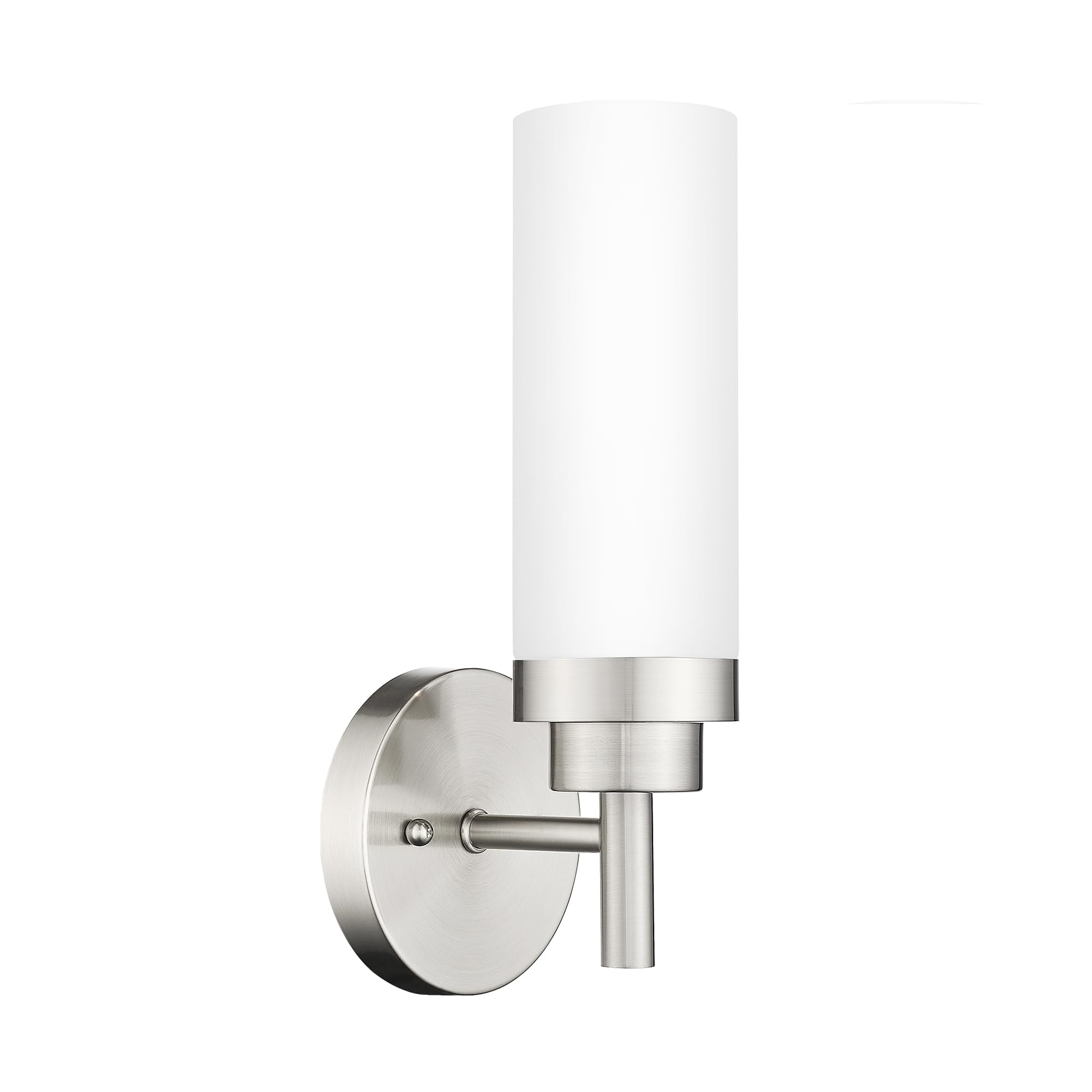 Emak Modern Brushed Nickel Sconces, Bathroom Vanity Light With Milk Glass Shade, Wall Sconce For Bathroom, Bedroom, Living Room,