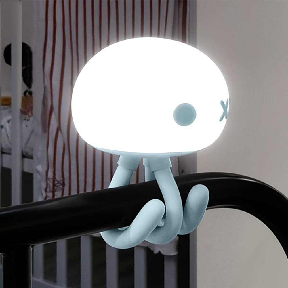 Kids Rechargeable LED Night Light  Dimmable Baby Touch Control Lights with Charging 1800mAh  Lovely Jellyfish Shape (Blue + IR R