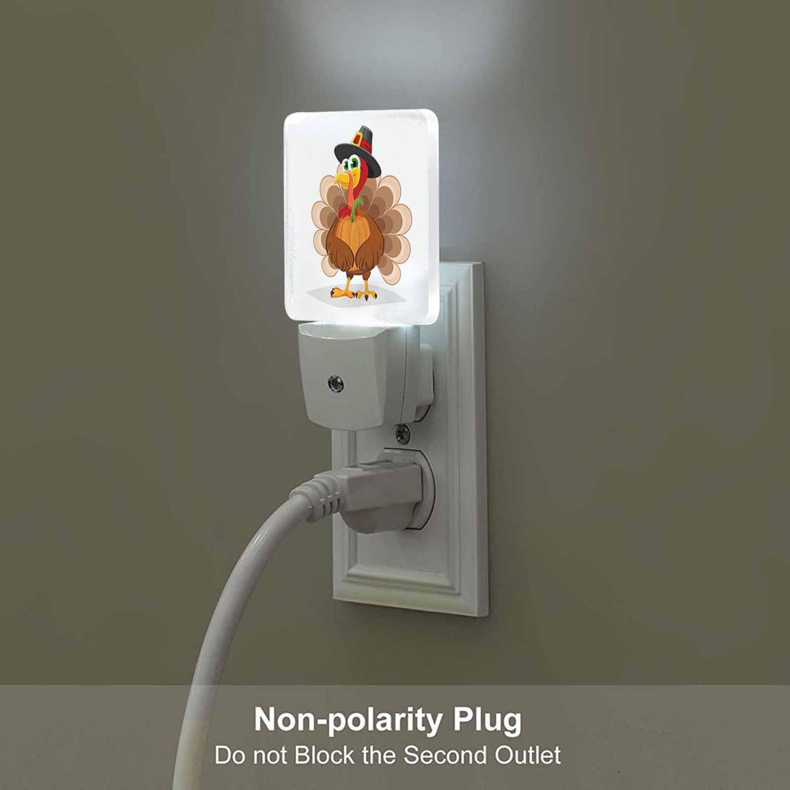 Chrobak Led Night Light Plug Into Wall With Dusk To Dawn Light Sensor White Energy Efficient Thanksgiving Day Turkey Nightlight For Bedroom Bathroom Hallway Living Room Kitchen