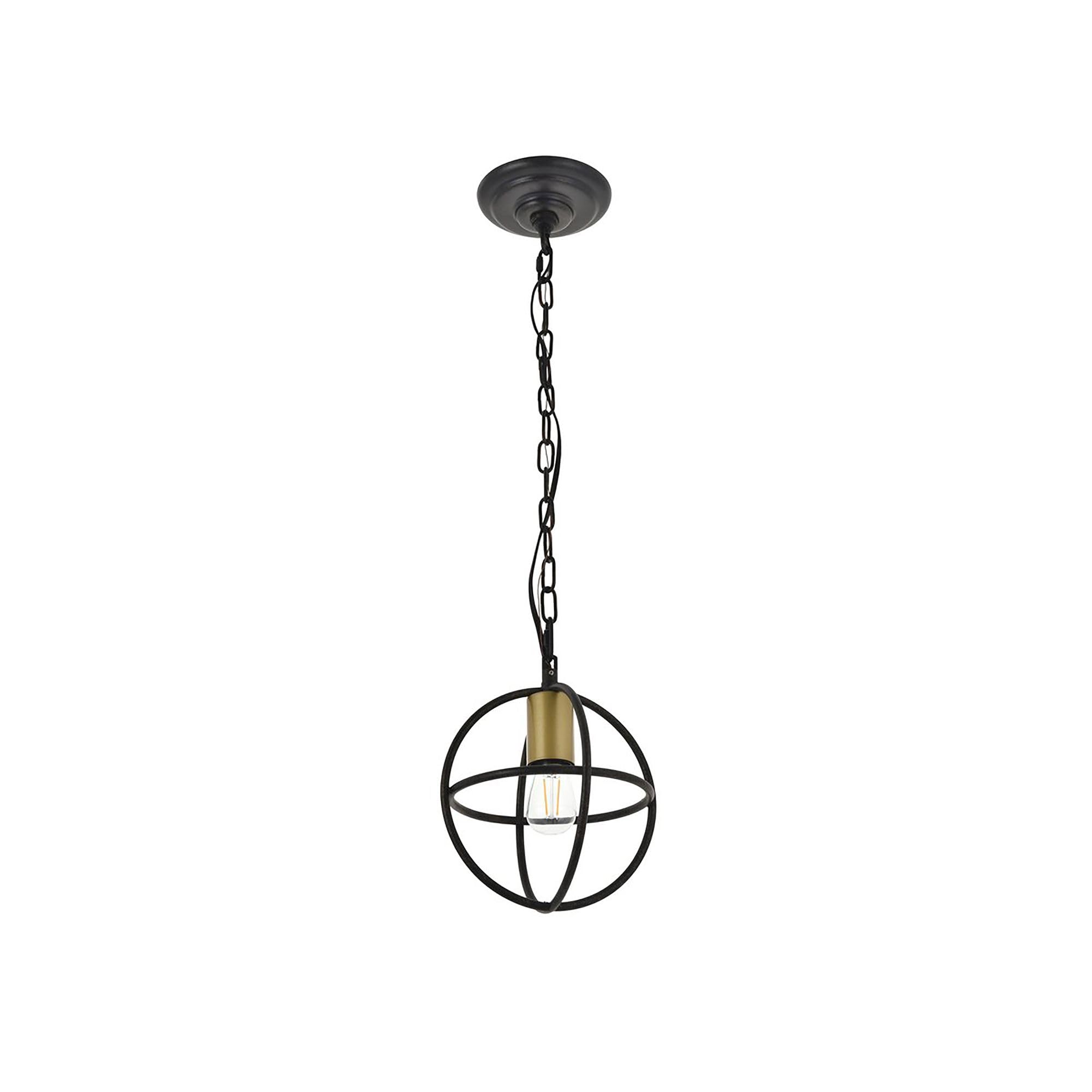 Living District Indoor Modern Home Decorative Bright Ceiling Octavia 1 Light Brass and Dark Brown Pendant