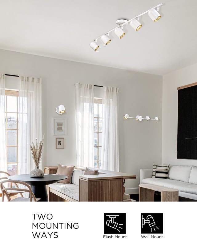 Femila Track Lighting  Led Track Light  Gu10 Bulbs Included  44 Flush Mount Ceiling Spot Lights  For Living Room  Gallery  Bedroom  Hallway  4Fs78Tl-5 Wh