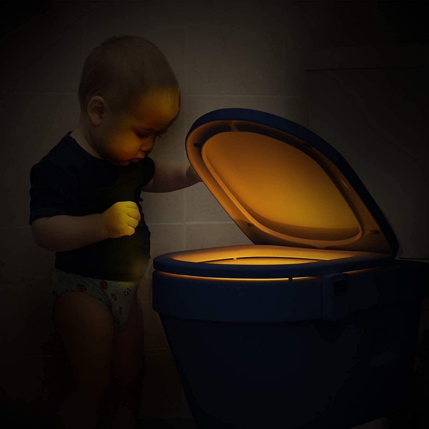 Witshine Toilet Night Light - 16 Color LED Motion Sensor Bowl Light - White - Model 550 - Unique Bathroom Decor Gadget for Men & Kids