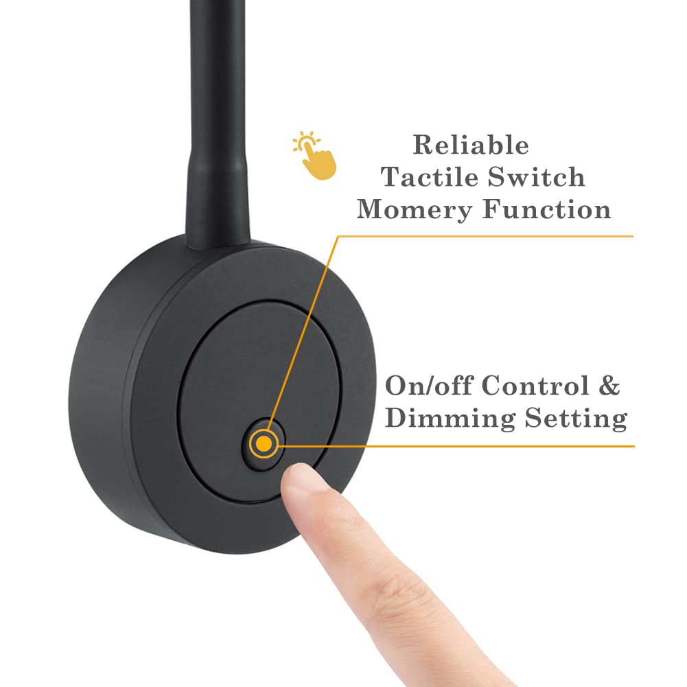 Obeaming 12V Dimmable Reading Light, RV Boat Bedside Reading Lamp, Gooseneck LED Spotlight for Camper Van Travel Trailer Truck M