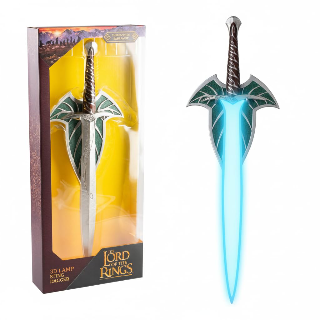 Grupo Erik Lord of The Rings Decorative Item Lamp Collector Edition - Frodos Sting Decorative Item - LOTR Decor - Lord of The Rings Gifts - Wall Mounted USB and Battery Powered - Official Product