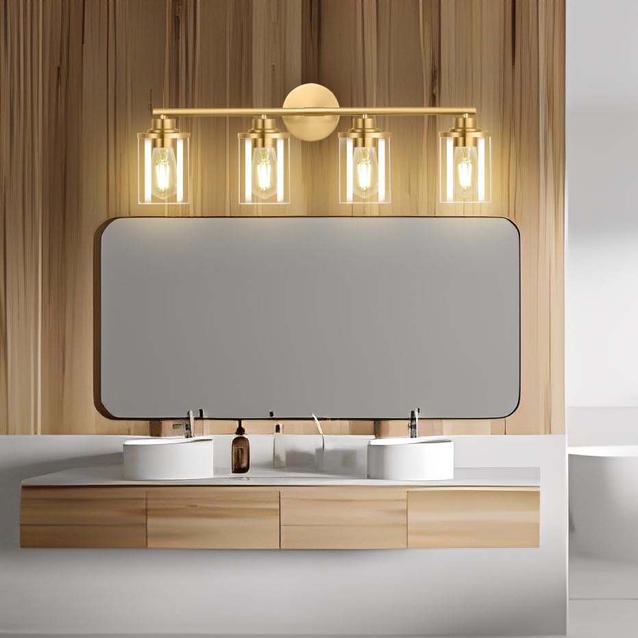Porphyions Bathroom Light Fixtures,Vanity Lights,Gold Bathroom Lights Over Mirror,Brushed Gold Vanity Light for Bathroom,31'' Br