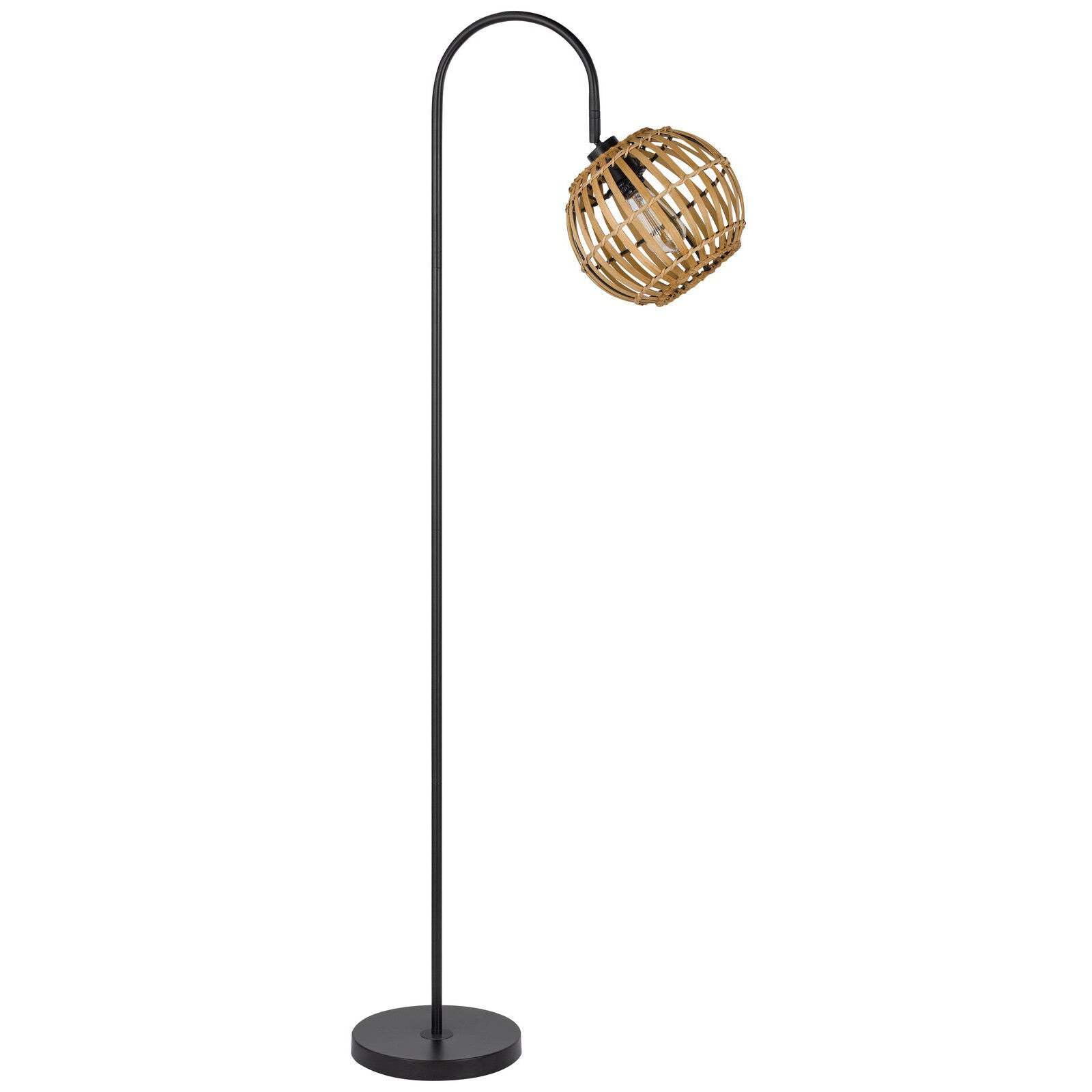 HomeRoots Traditional Floor Lamp, 63 in., Metal with Brown Globe Shade, Black