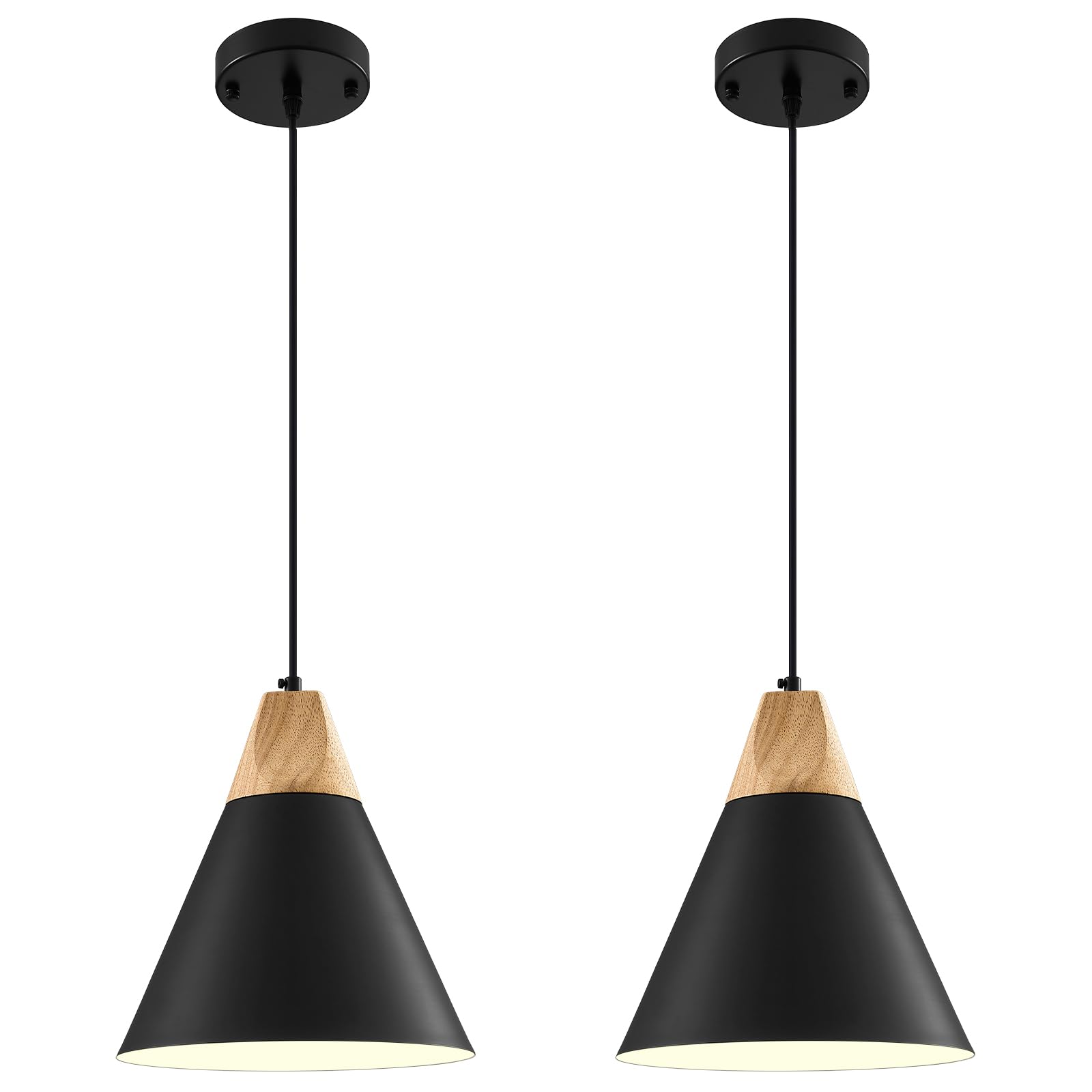 SESIMENT Black Pendant Light 2 Packs 9.4inches- Farmhouse Pendant Light  Modern Pendant Lights  Kitchen Pendant Lights for Office  Bedroom  Living Room  Kitchen Island